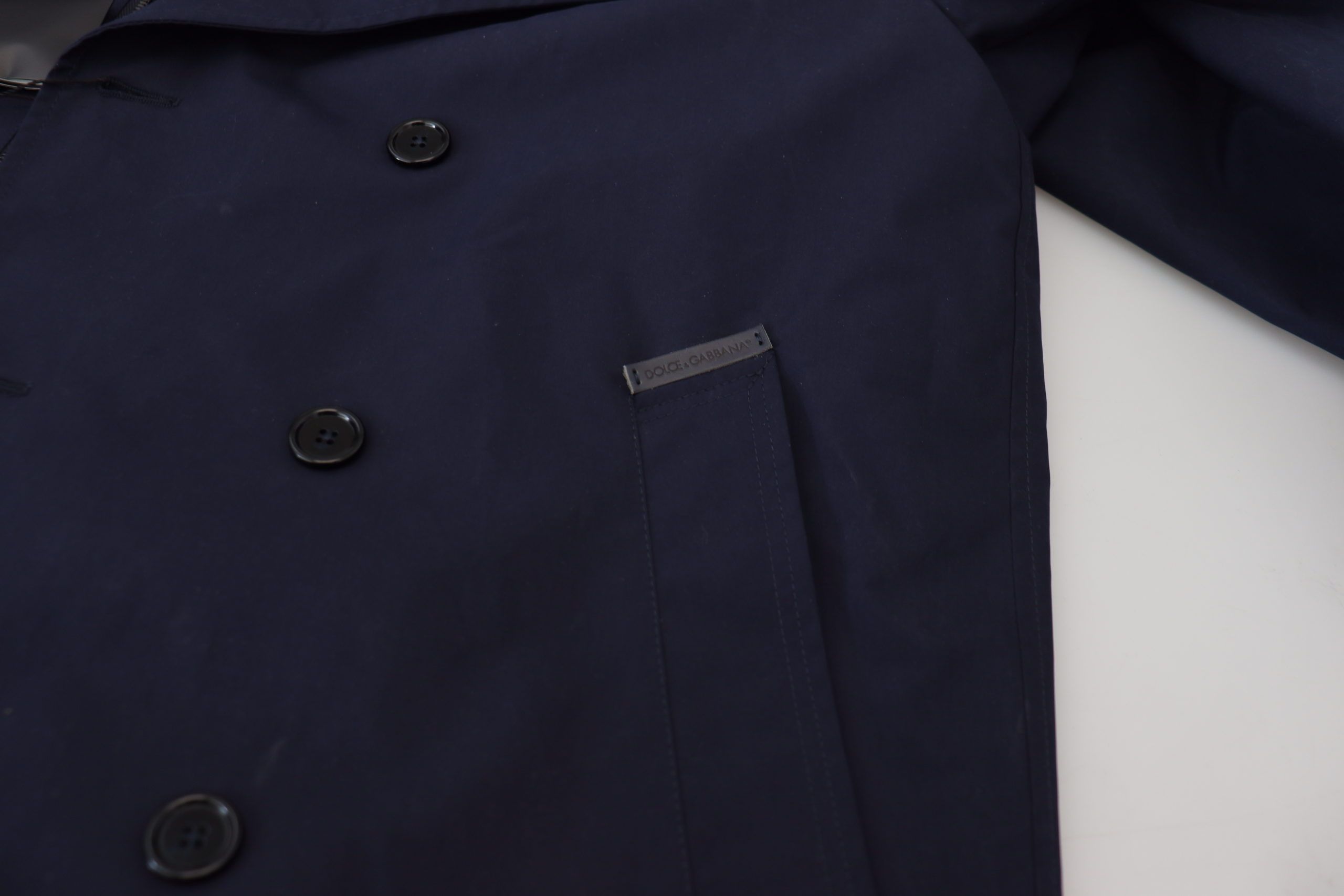 Dolce & Gabbana Blauer doppelreihiger Mantel mit Kapuze Jacke-8