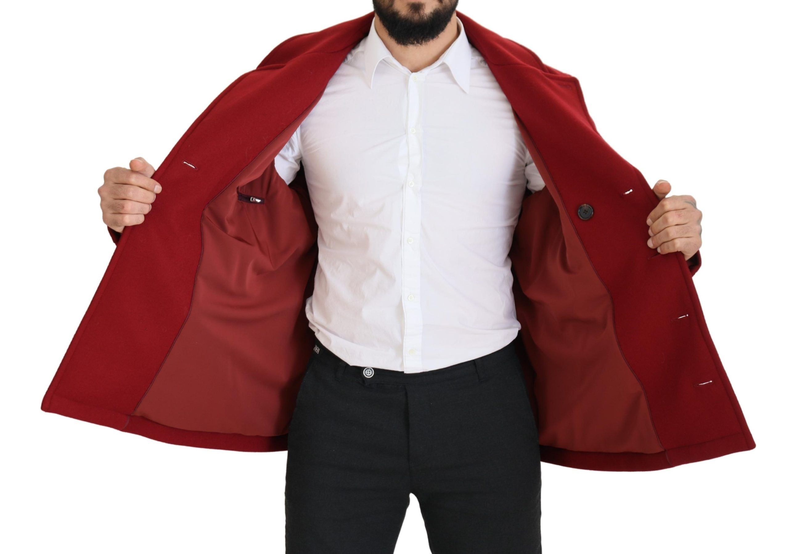 Dolce & Gabbana Red Wool Double-Breasted Jacket-5