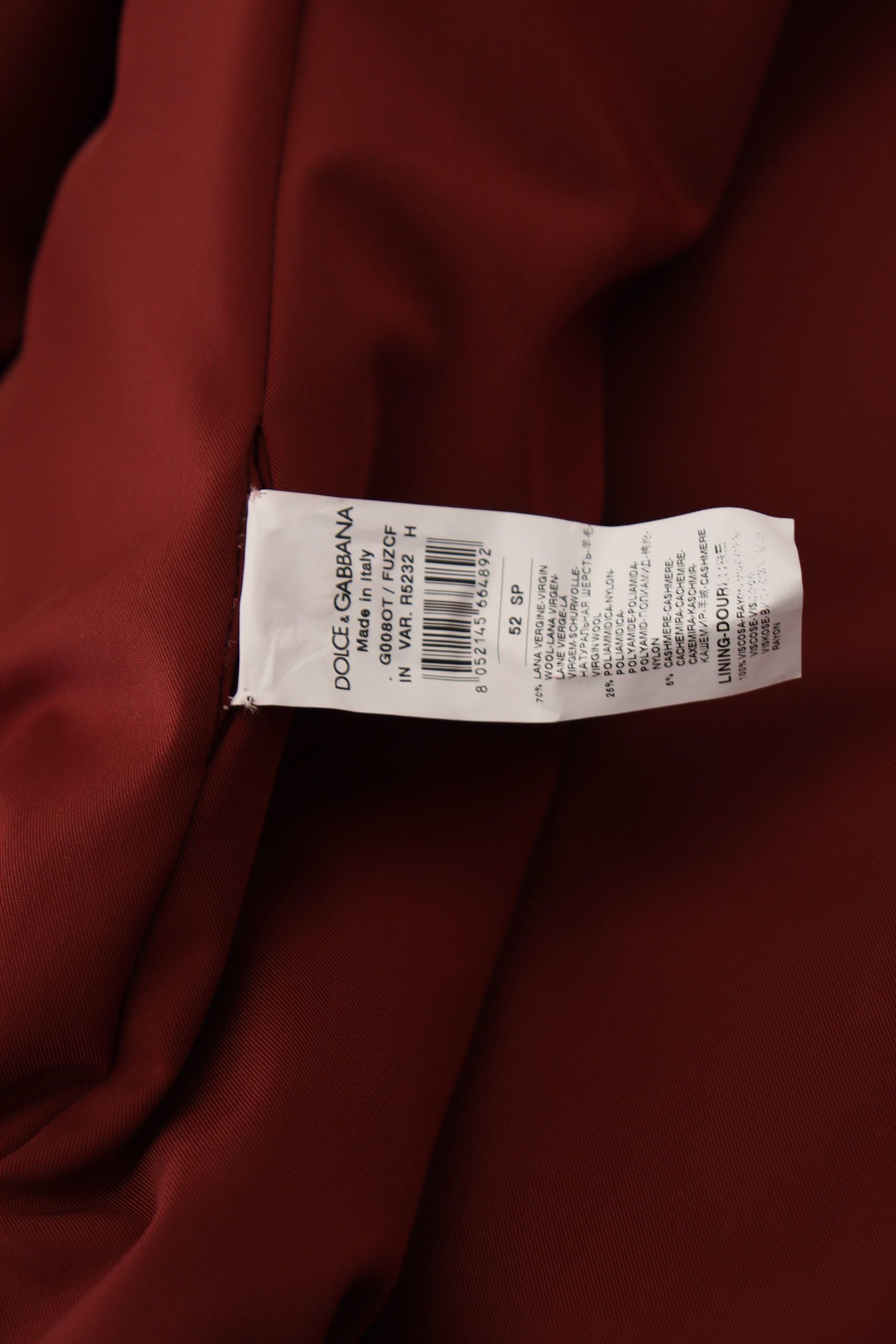 Dolce & Gabbana Red Wool Double-Breasted Jacket-8