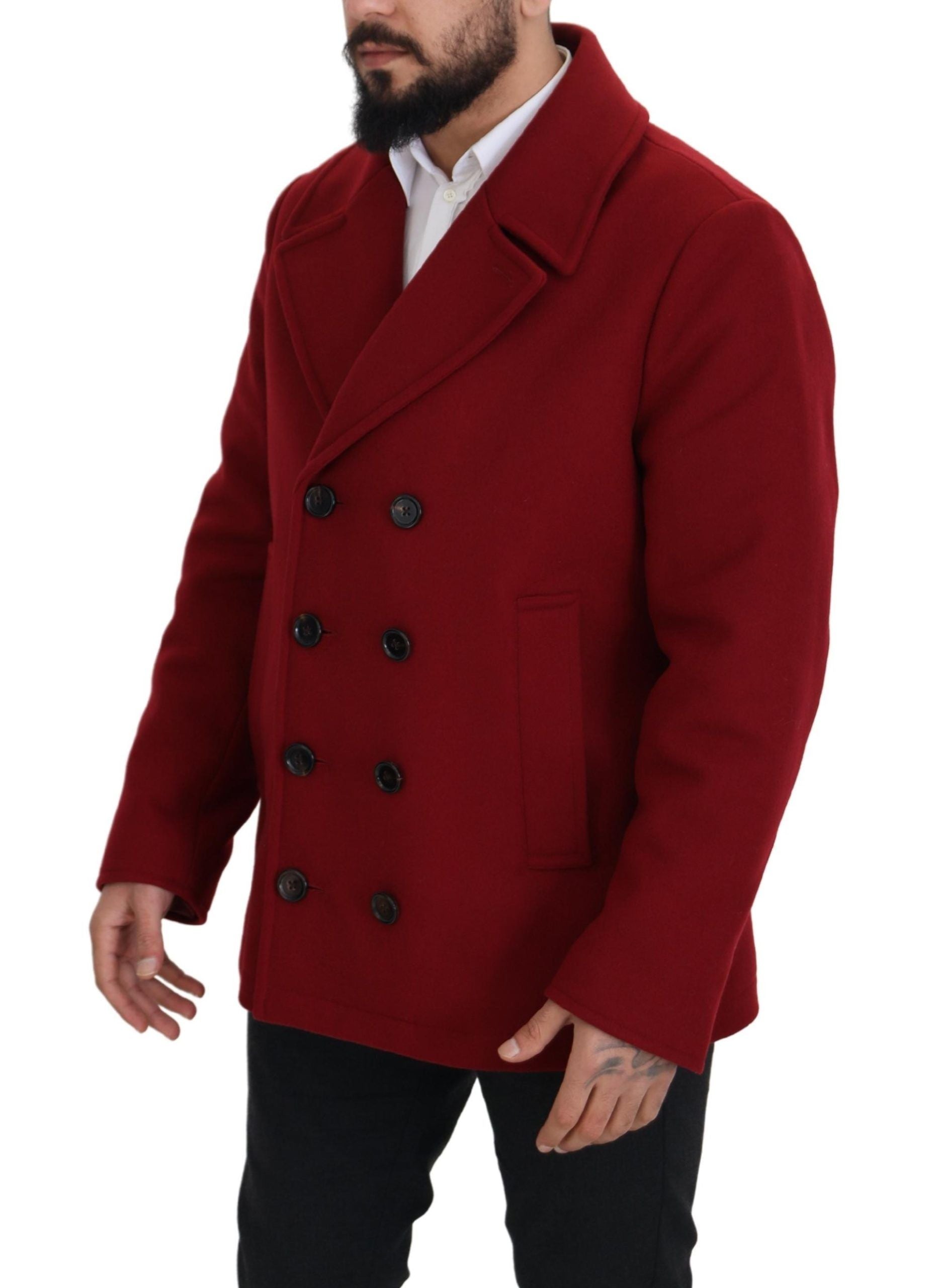 Dolce & Gabbana Red Wool Double-Breasted Jacket-4