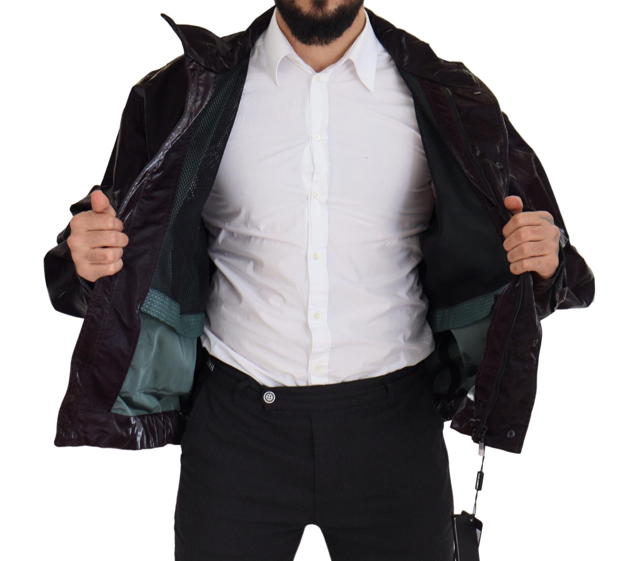 Dolce & Gabbana Bordeaux Nylon Collar Men's Coat Jacket-5