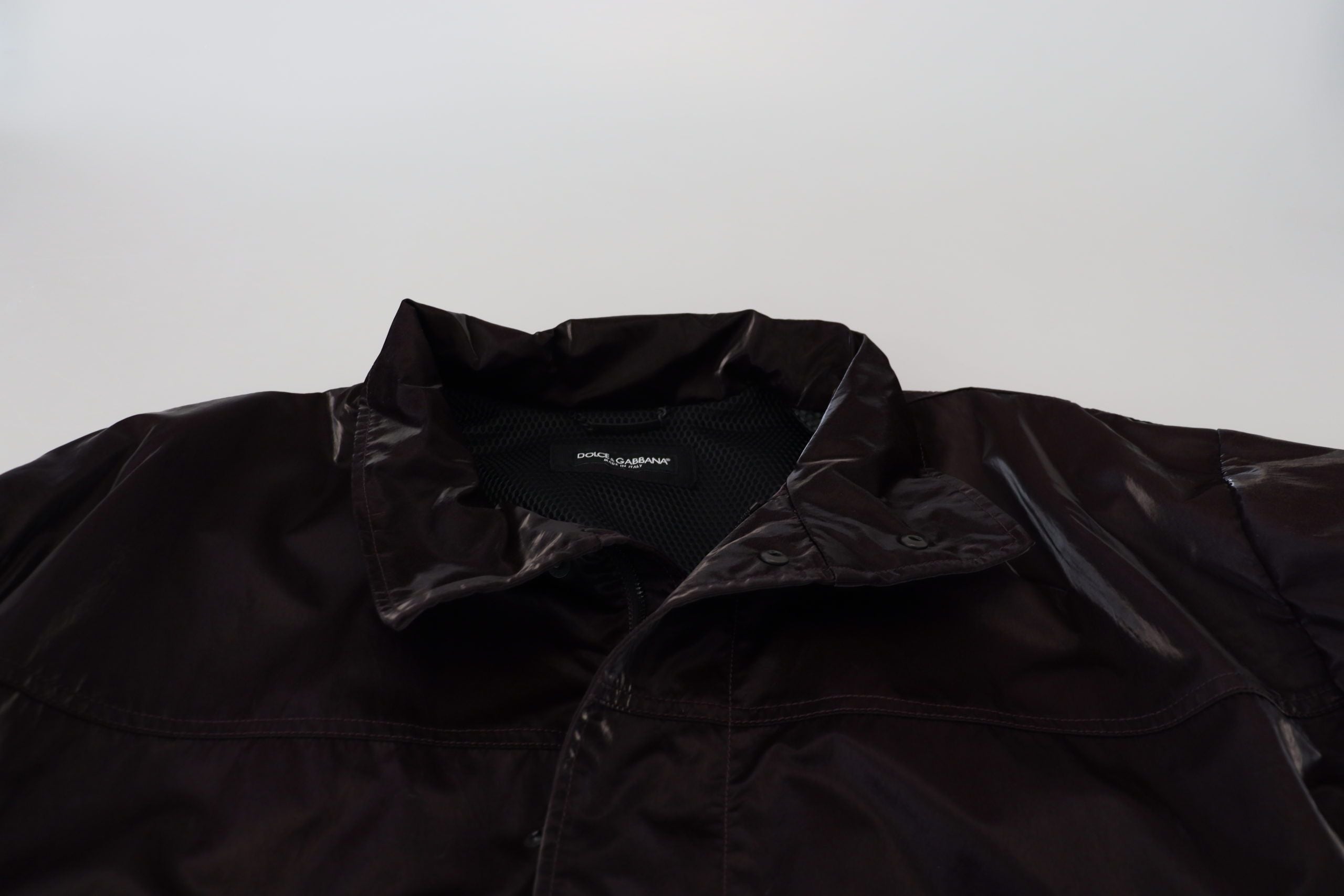 Dolce & Gabbana Bordeaux Nylon Collar Men's Coat Jacket-7