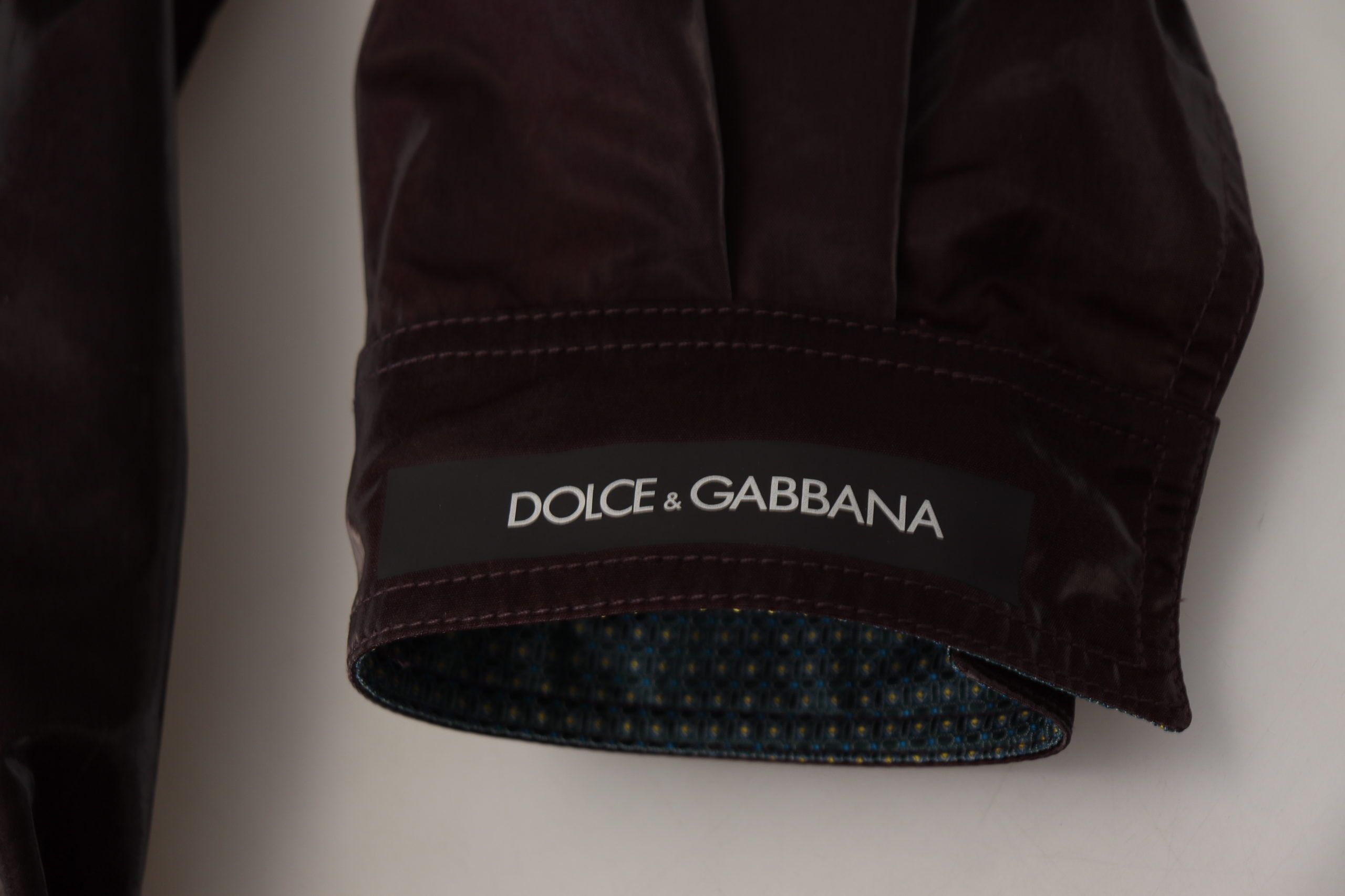 Dolce & Gabbana Bordeaux Nylon Collar Men's Coat Jacket-8