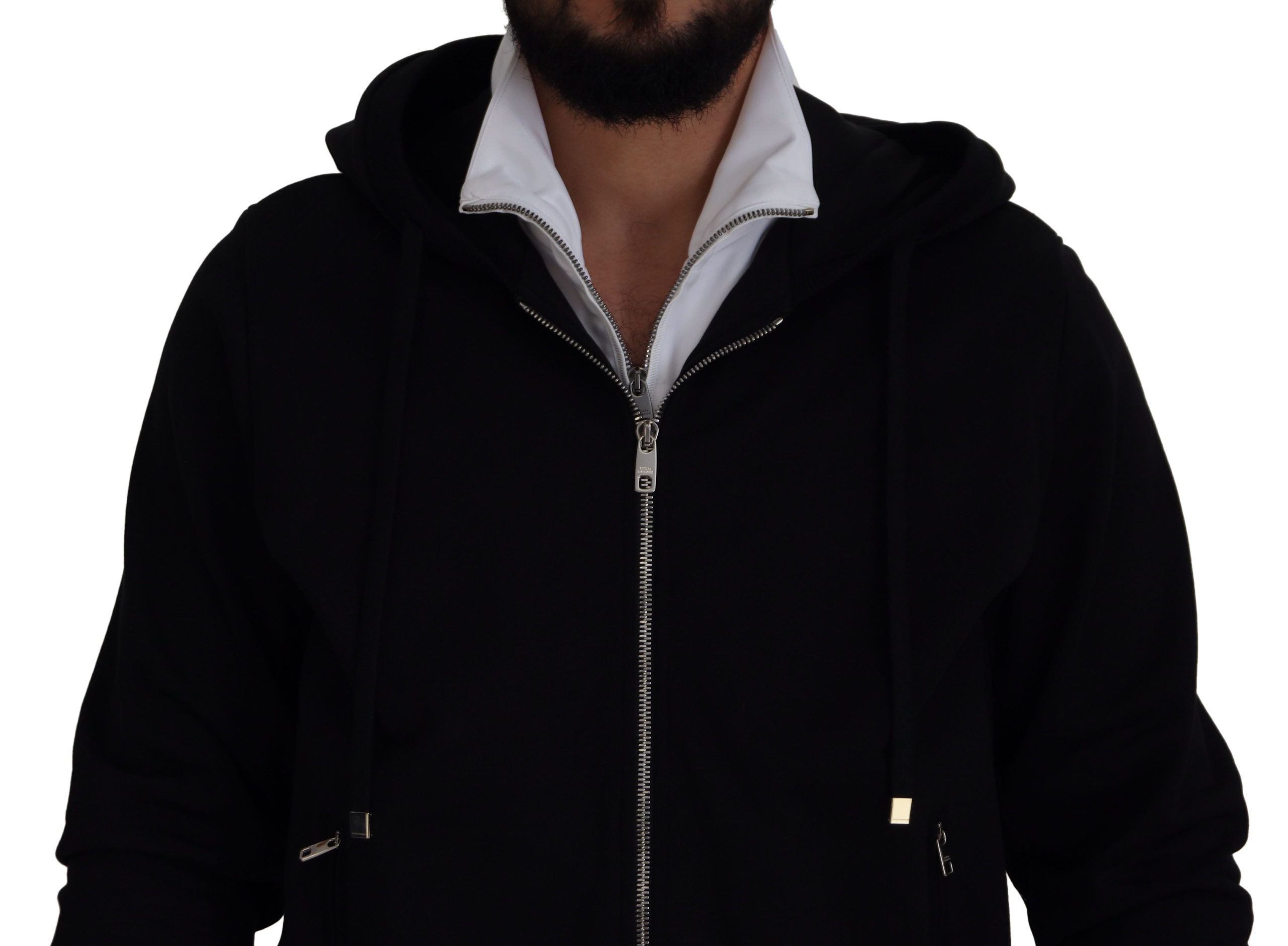 Dolce & Gabbana black polyester jacket with hood and full-length zipper-3