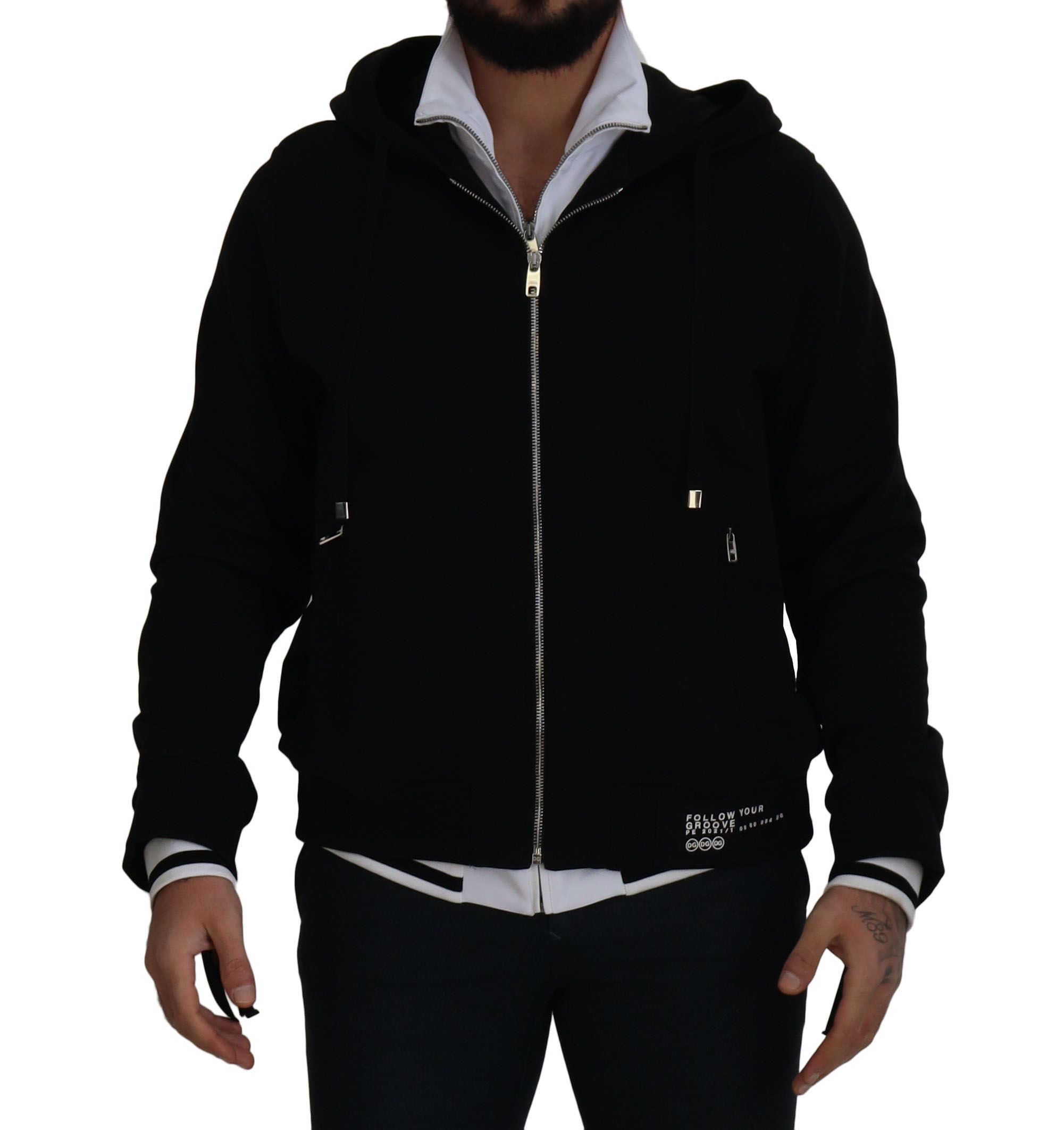 Dolce & Gabbana black polyester jacket with hood and full-length zipper-2