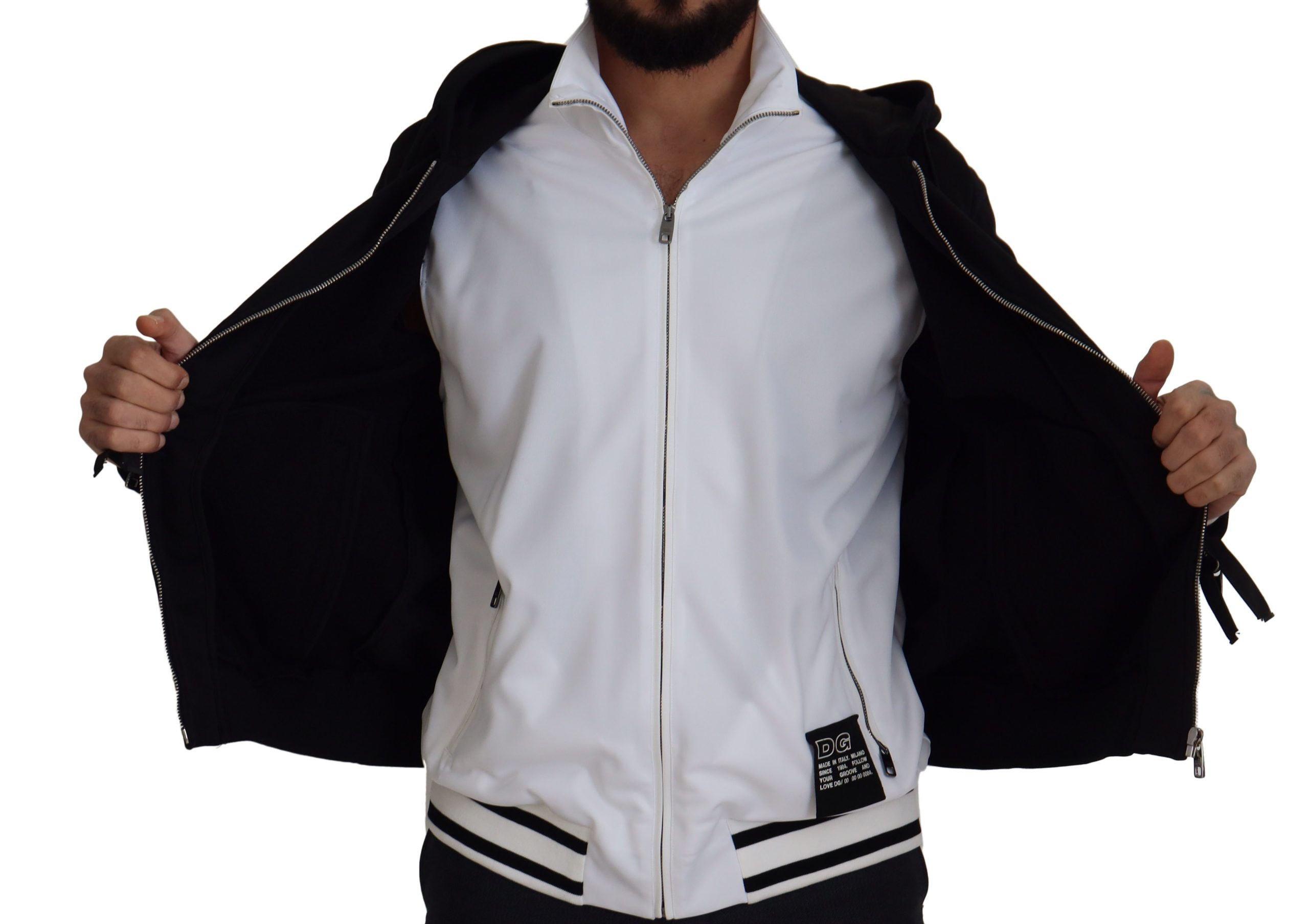Dolce & Gabbana black polyester jacket with hood and full-length zipper-6
