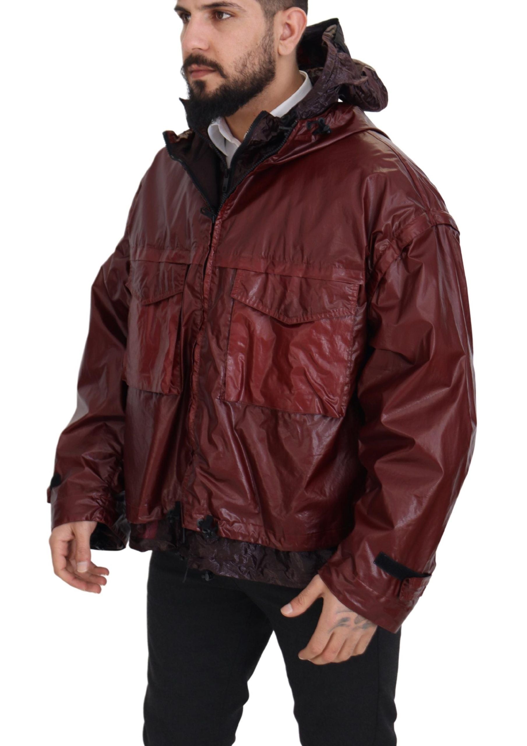 Dolce & Gabbana Bordeaux-colored cotton jacket with hood and zipper-2