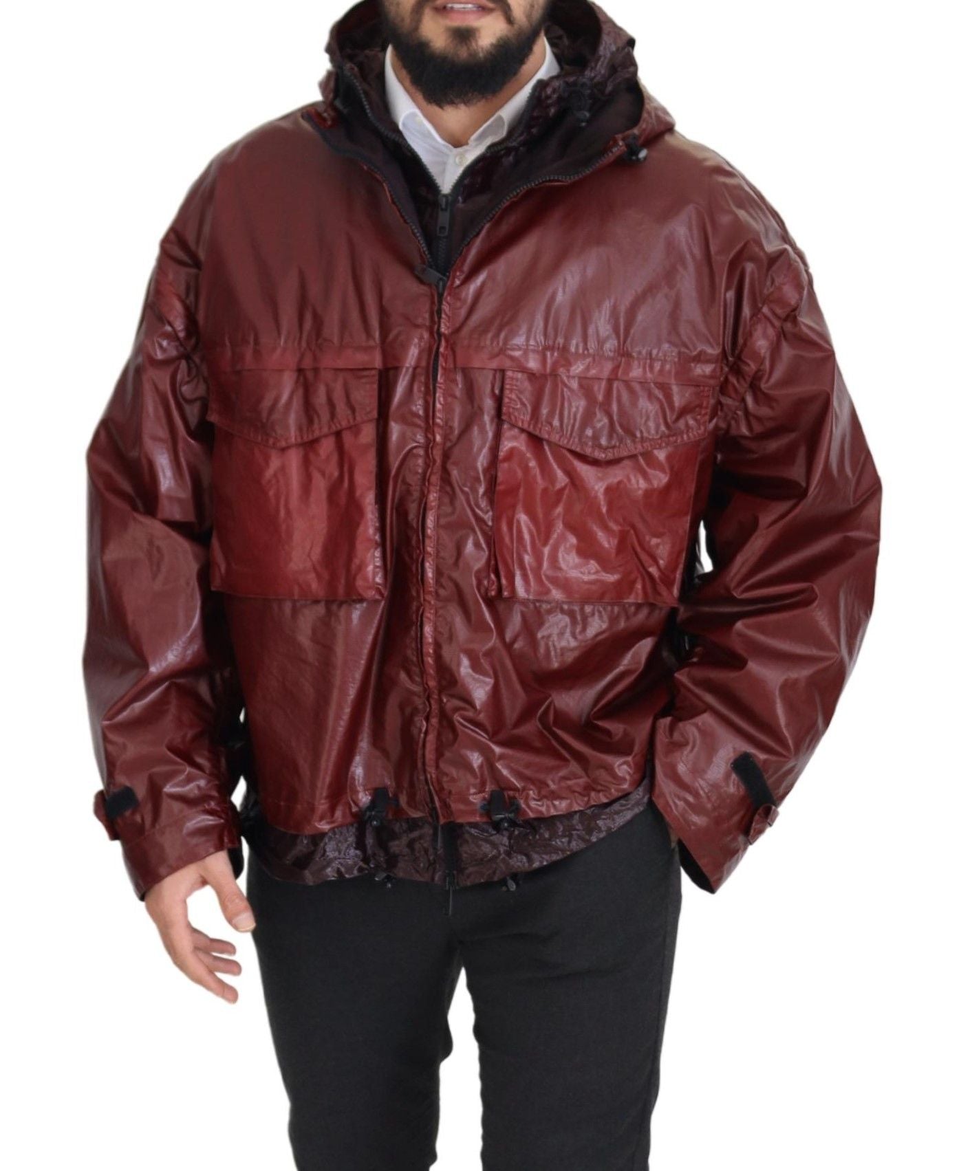 Dolce & Gabbana Bordeaux-colored cotton jacket with hood and zipper-5