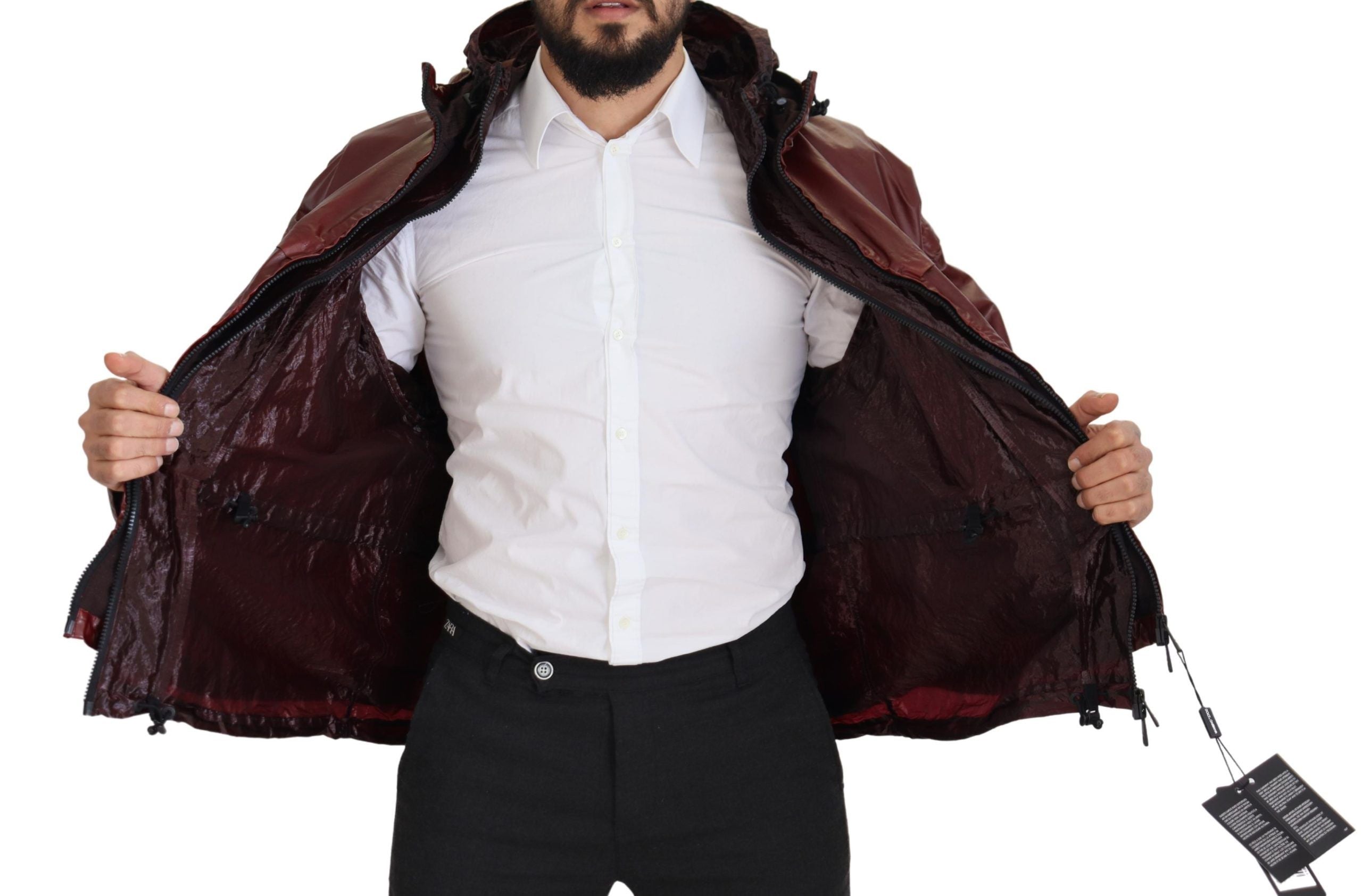Dolce & Gabbana Bordeaux-colored cotton jacket with hood and zipper-7