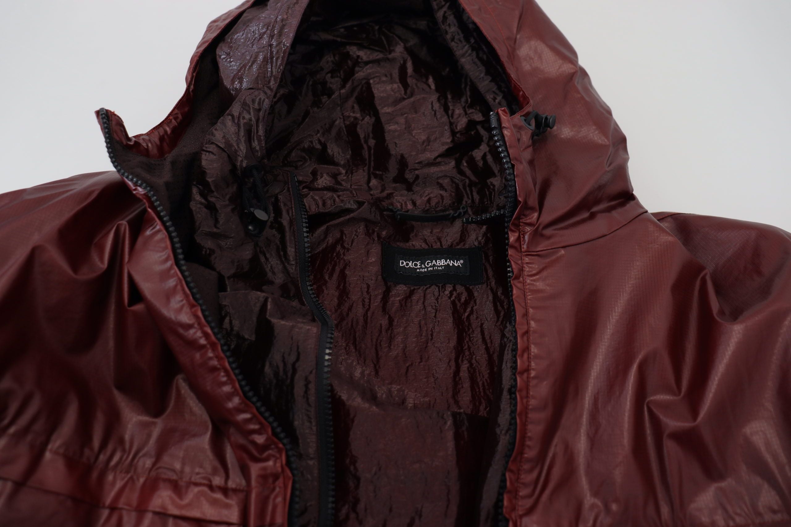 Dolce & Gabbana Bordeaux-colored cotton jacket with hood and zipper-8