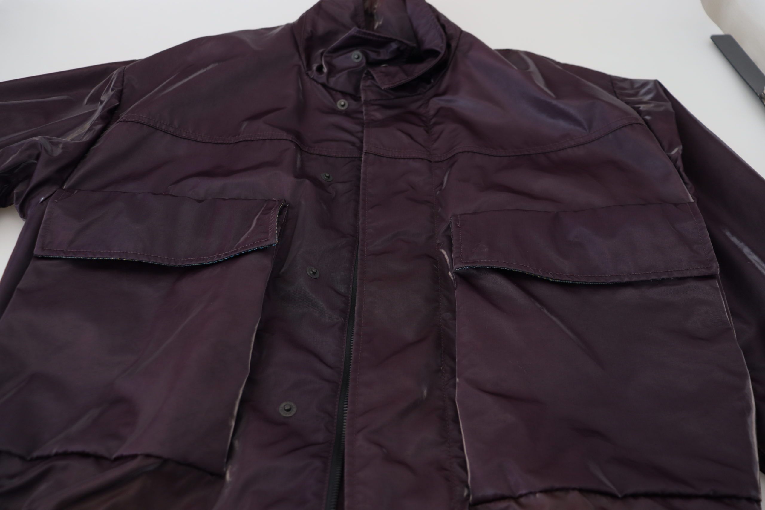 Dolce & Gabbana Purple Nylon Biker Coat Jacket with Collar-2