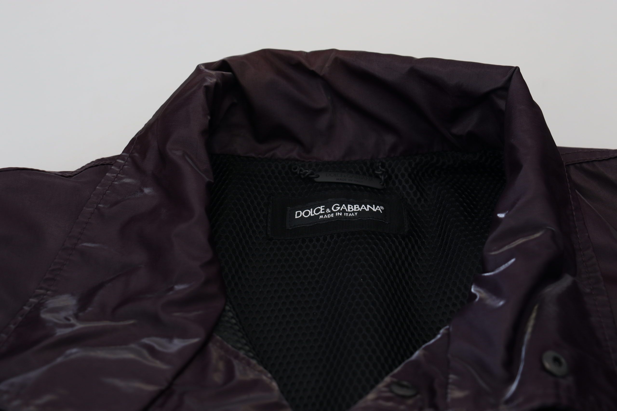Dolce & Gabbana Purple Nylon Biker Coat Jacket with Collar-3