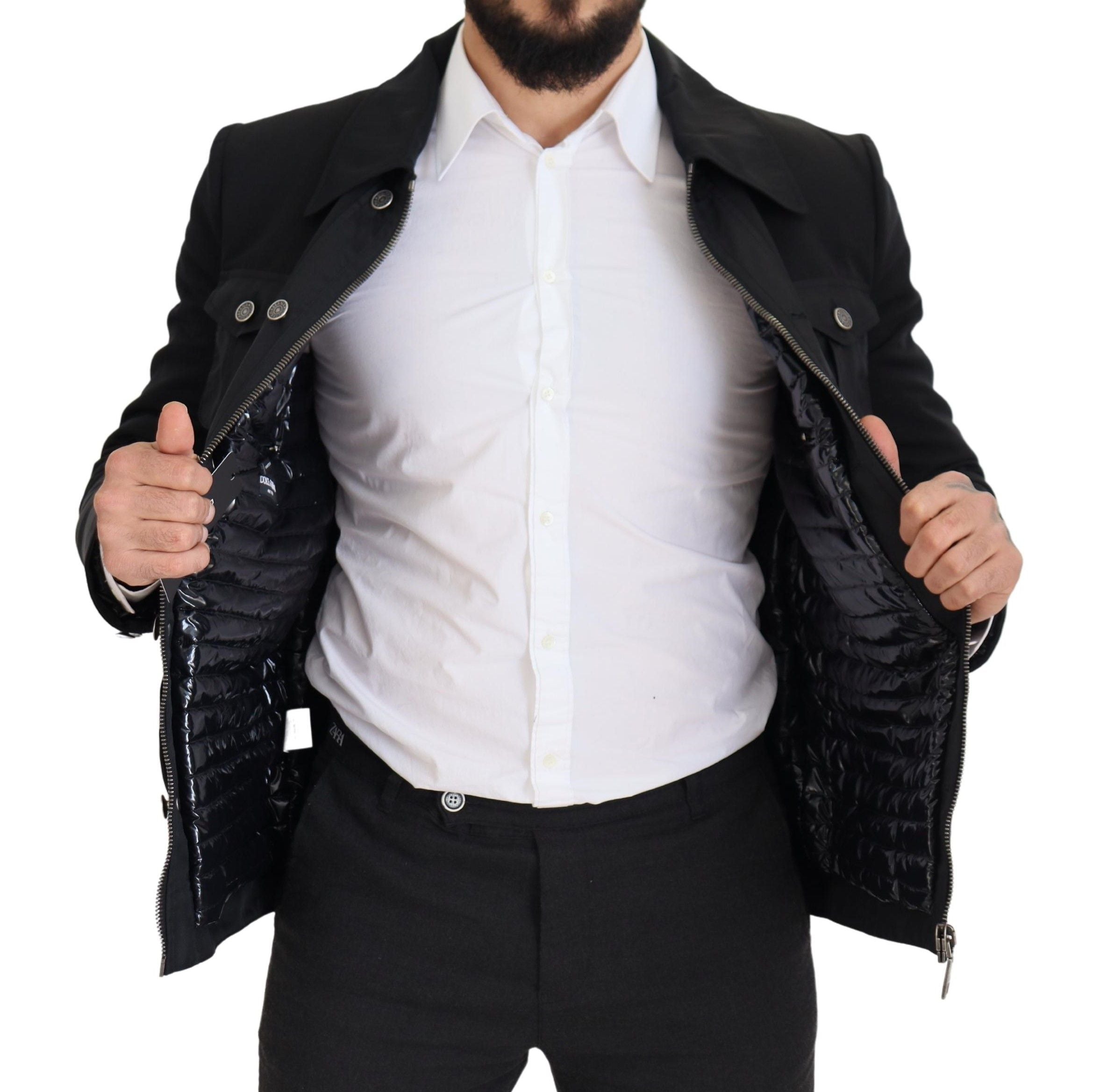 Dolce & Gabbana black jacket with full zip and collar in wool-2