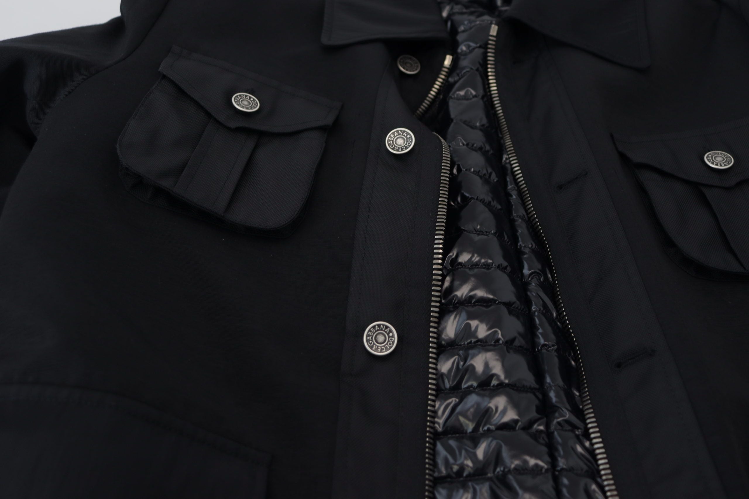 Dolce & Gabbana black jacket with full zip and collar in wool-8