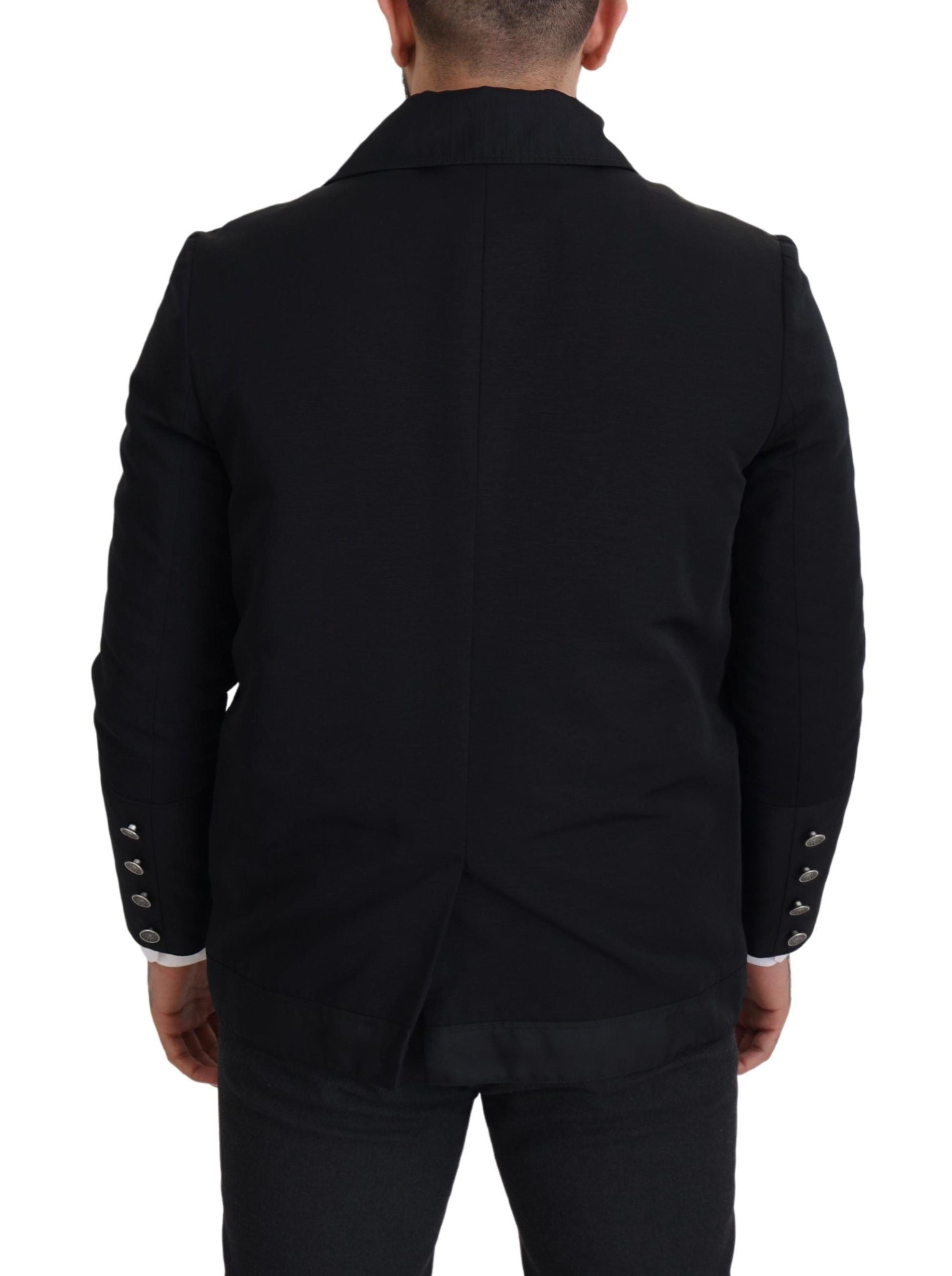 Dolce & Gabbana black jacket with full zip and collar in wool-4