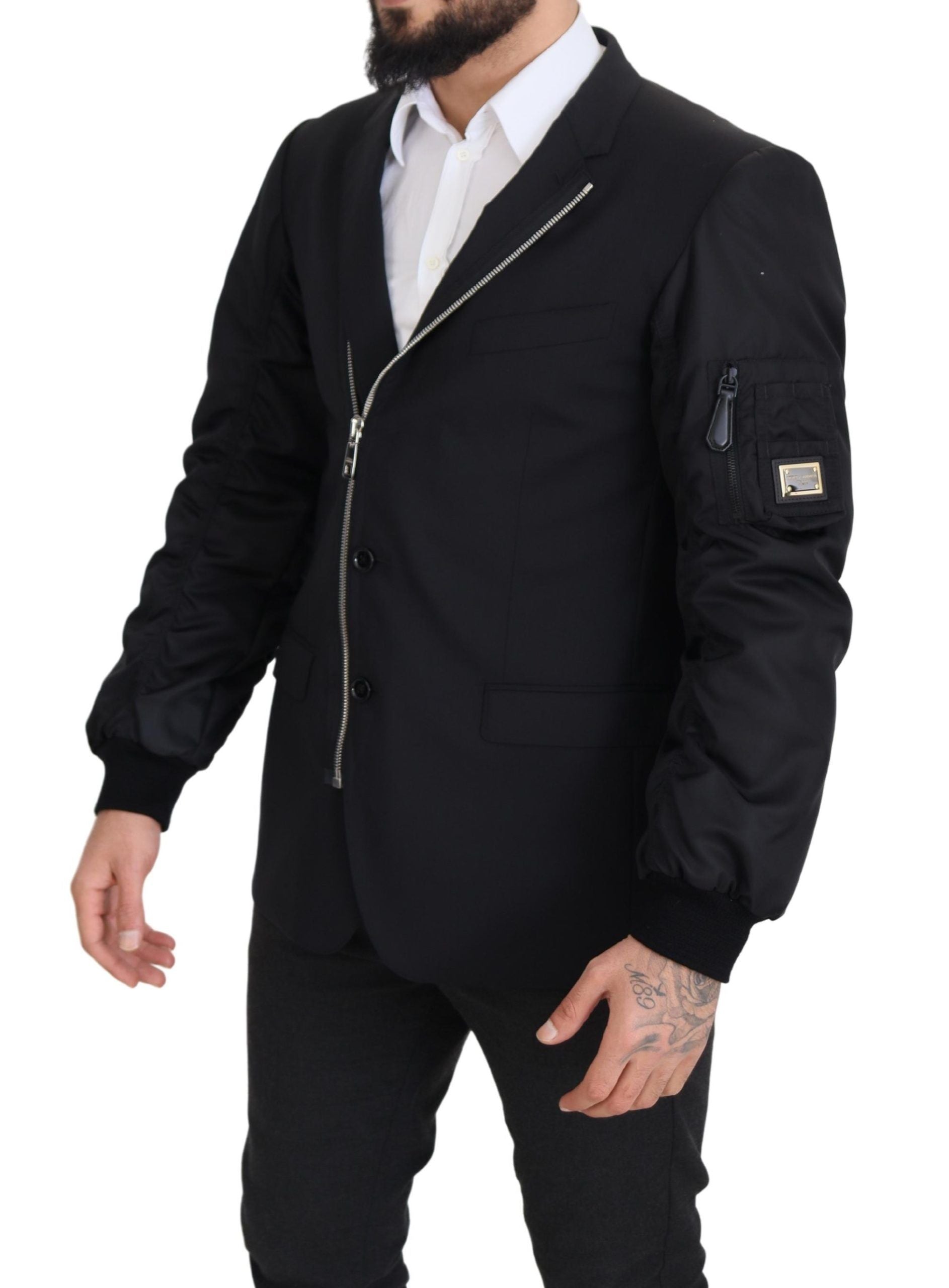 Dolce & Gabbana black long-sleeved jacket with full-length zipper in wool-6
