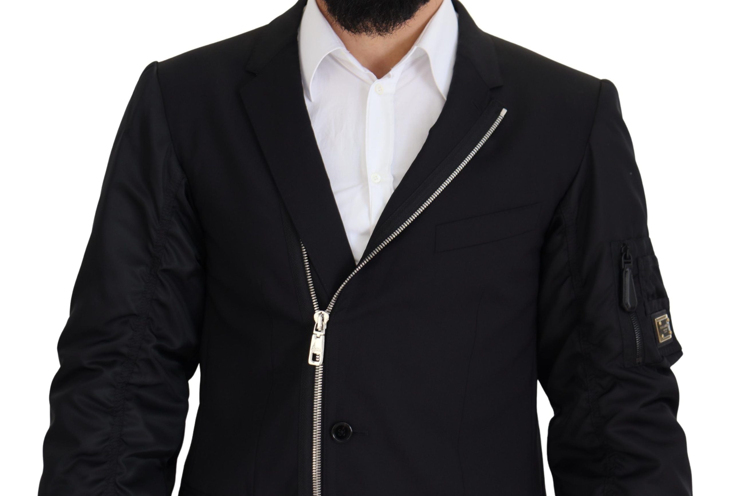 Dolce & Gabbana black long-sleeved jacket with full-length zipper in wool-2