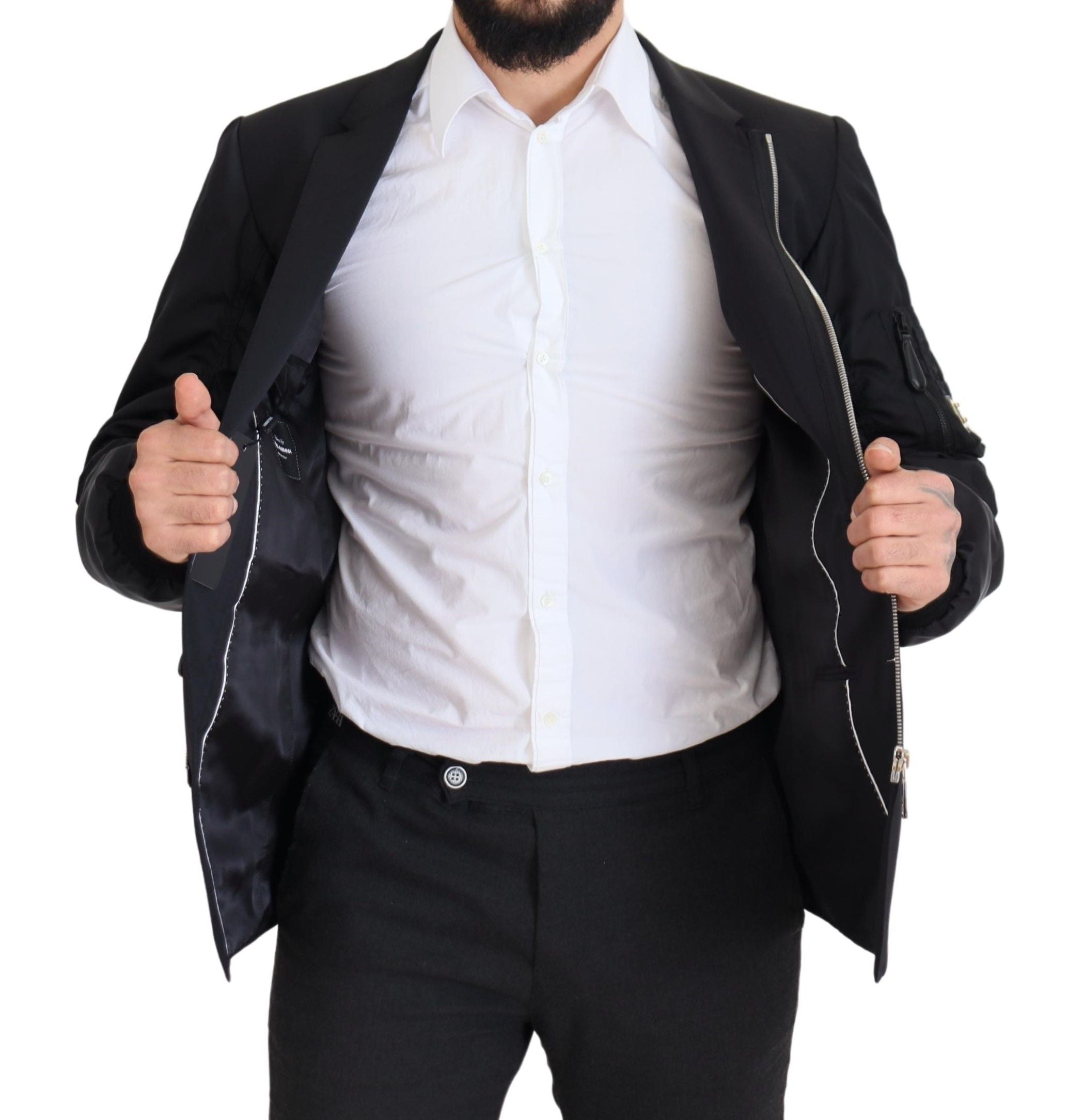 Dolce & Gabbana black long-sleeved jacket with full-length zipper in wool-4