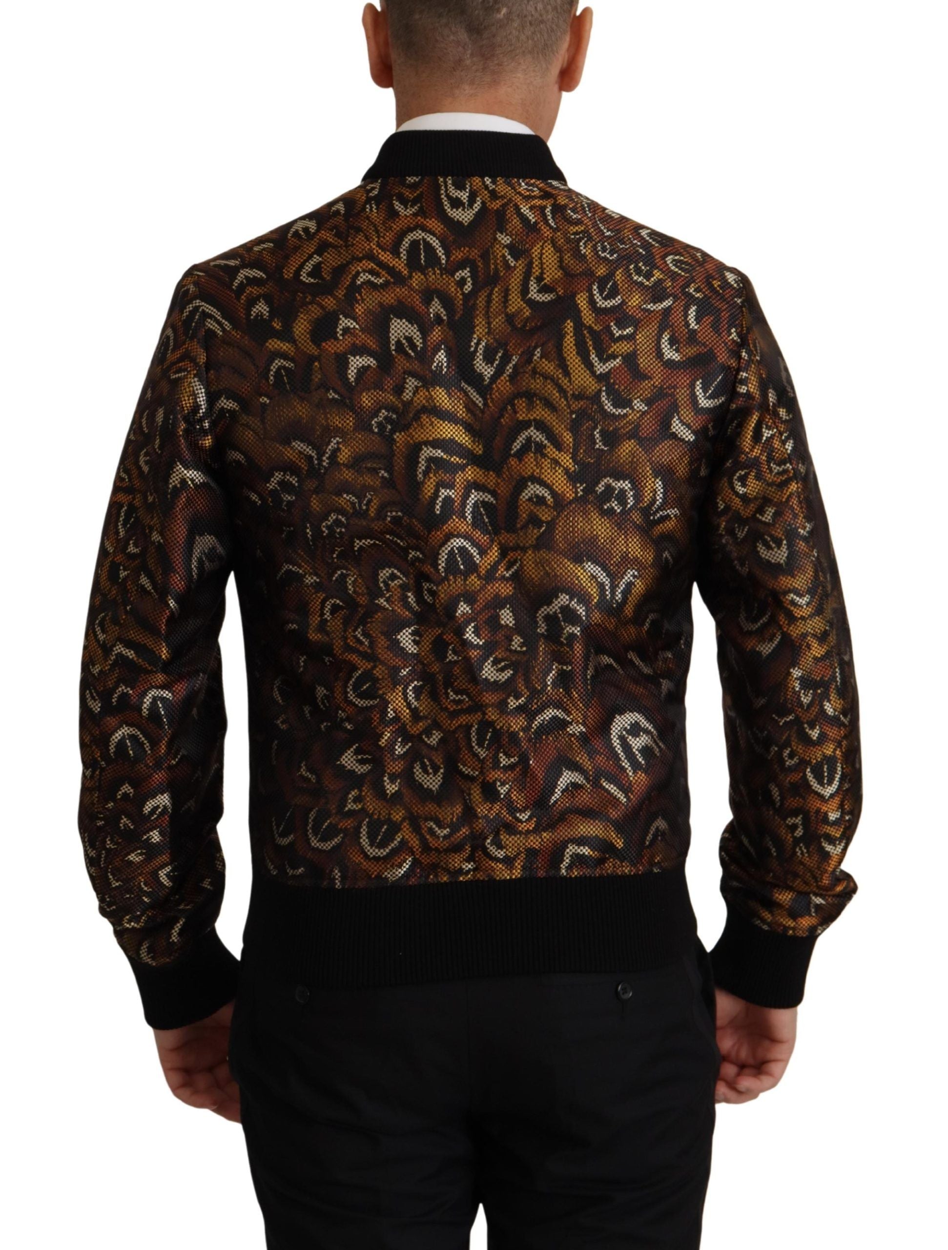 Chaqueta blusón de plumas marrones con cremallera completa de Dolce & Gabbana-2