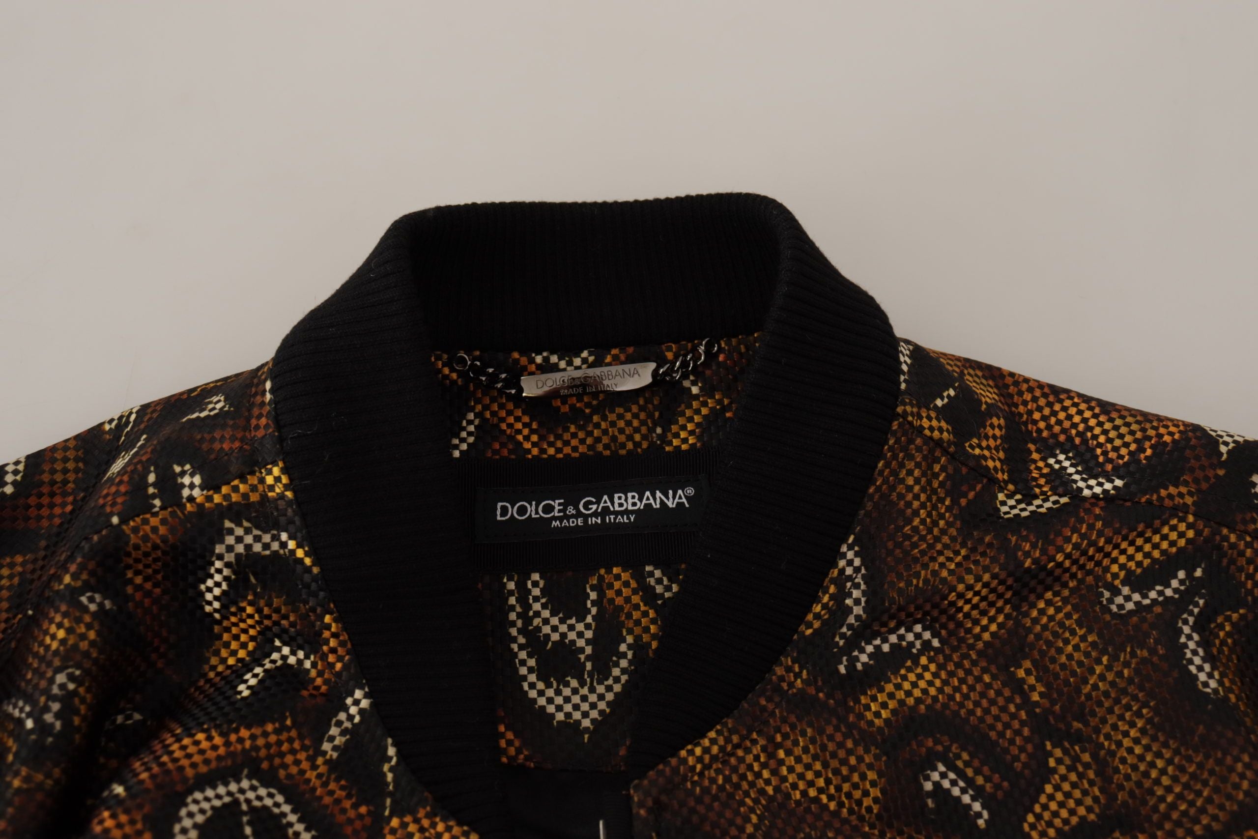 Chaqueta blusón de plumas marrones con cremallera completa de Dolce & Gabbana-5