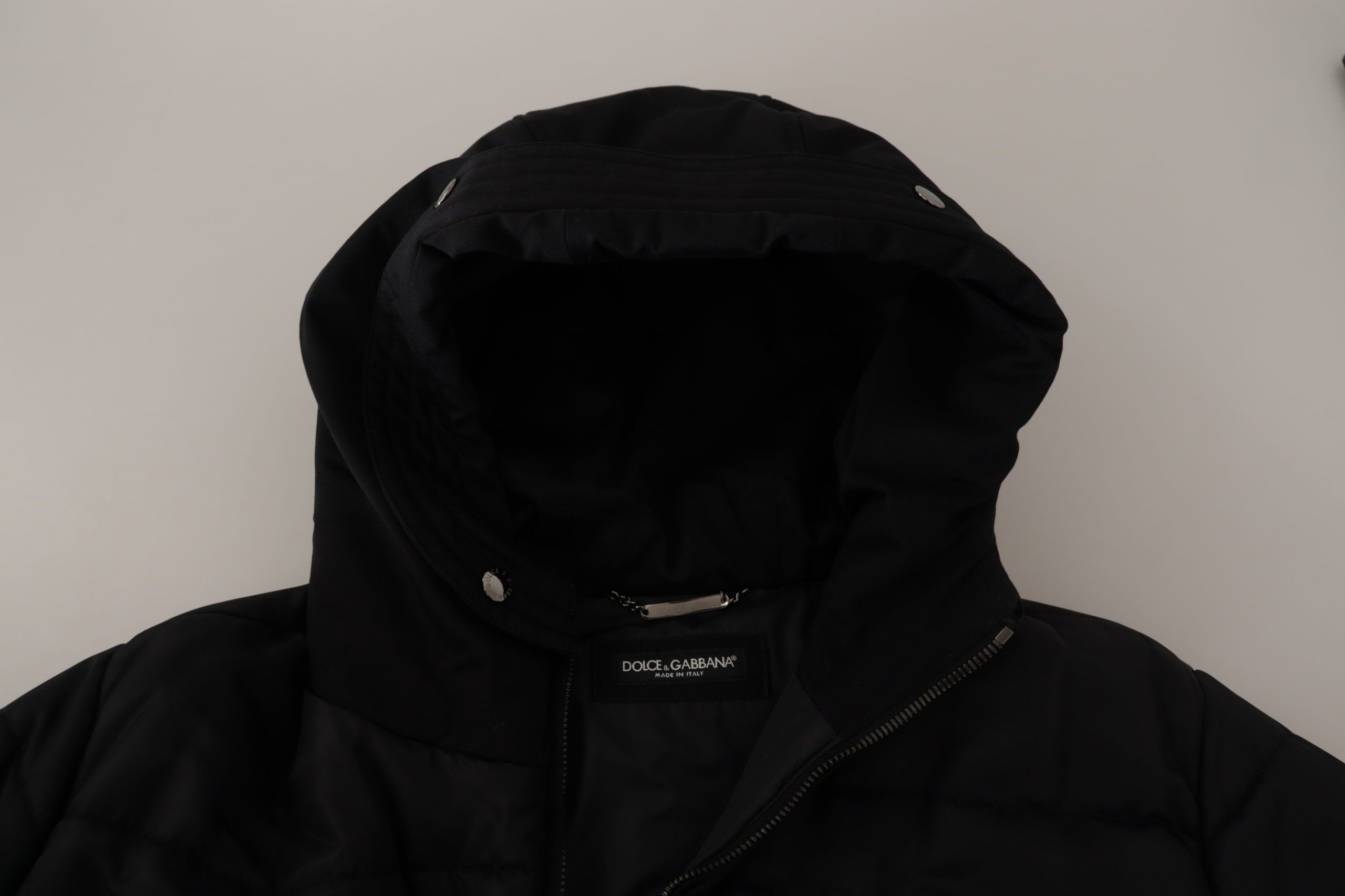 Dolce & Gabbana Black Nylon Parka Coat with Hood Winter Jacket-7