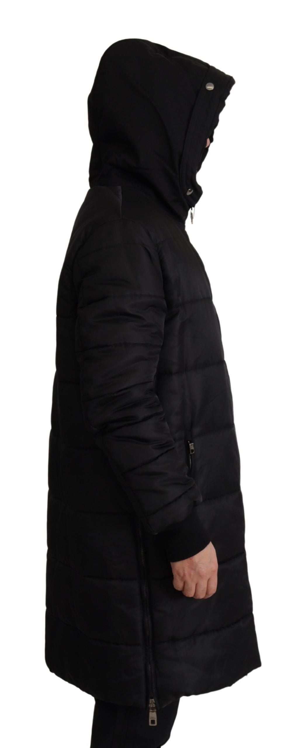 Dolce & Gabbana Black Nylon Parka Coat with Hood Winter Jacket-3