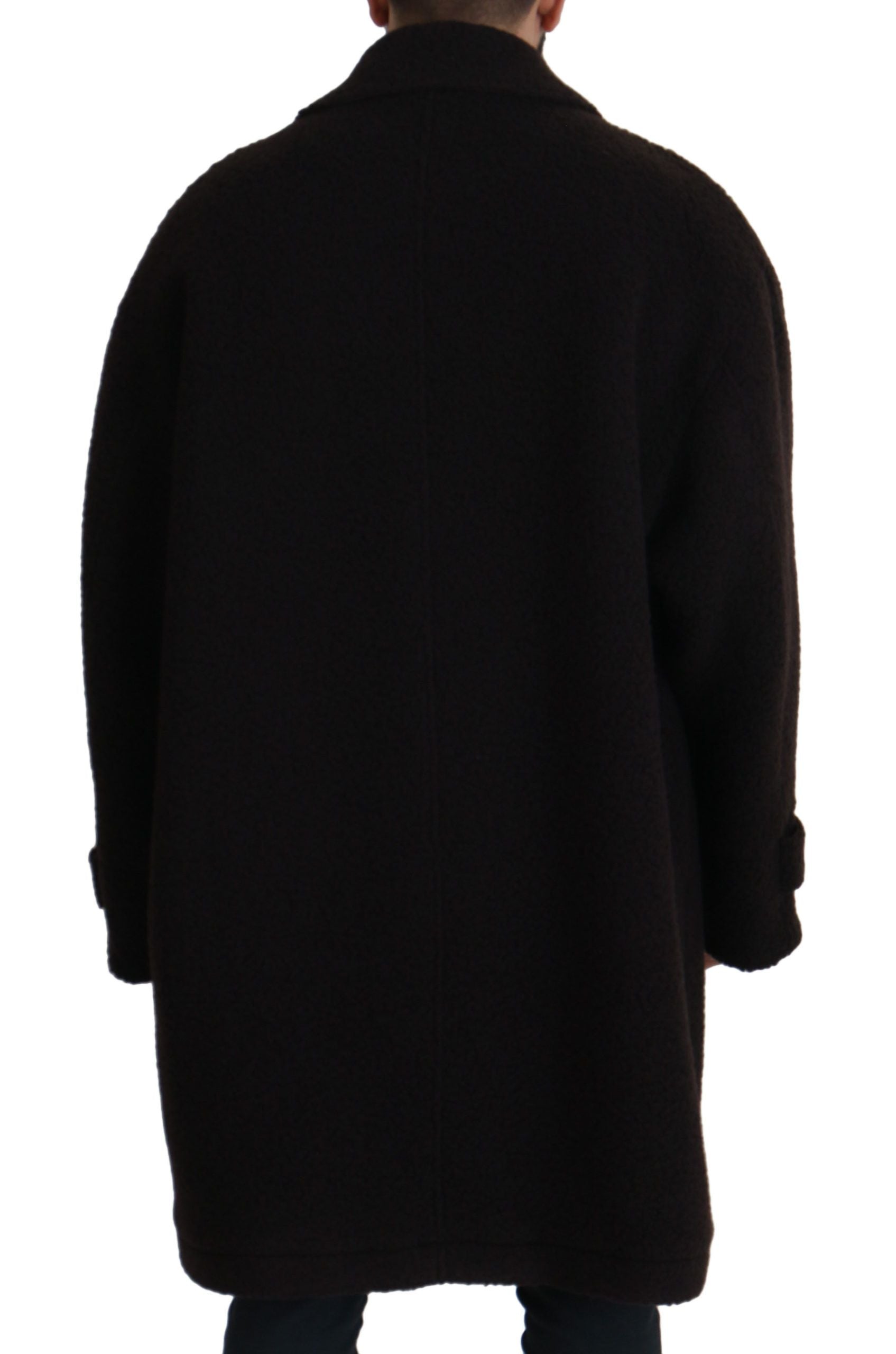 Dolce & Gabbana Black Alpaca Button Down Trench Coat Jacket-2