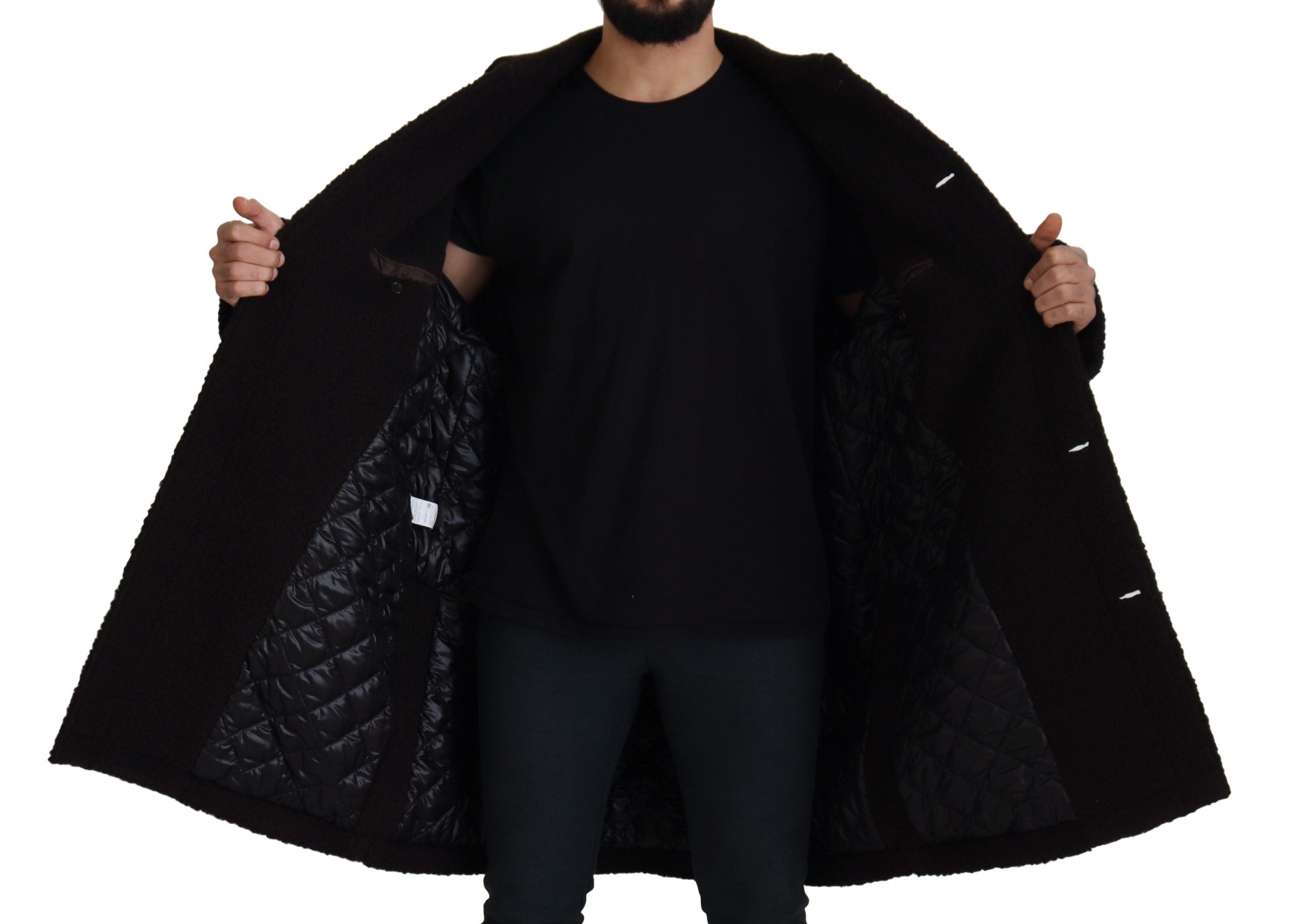 Dolce & Gabbana Black Alpaca Button Down Trench Coat Jacket-5