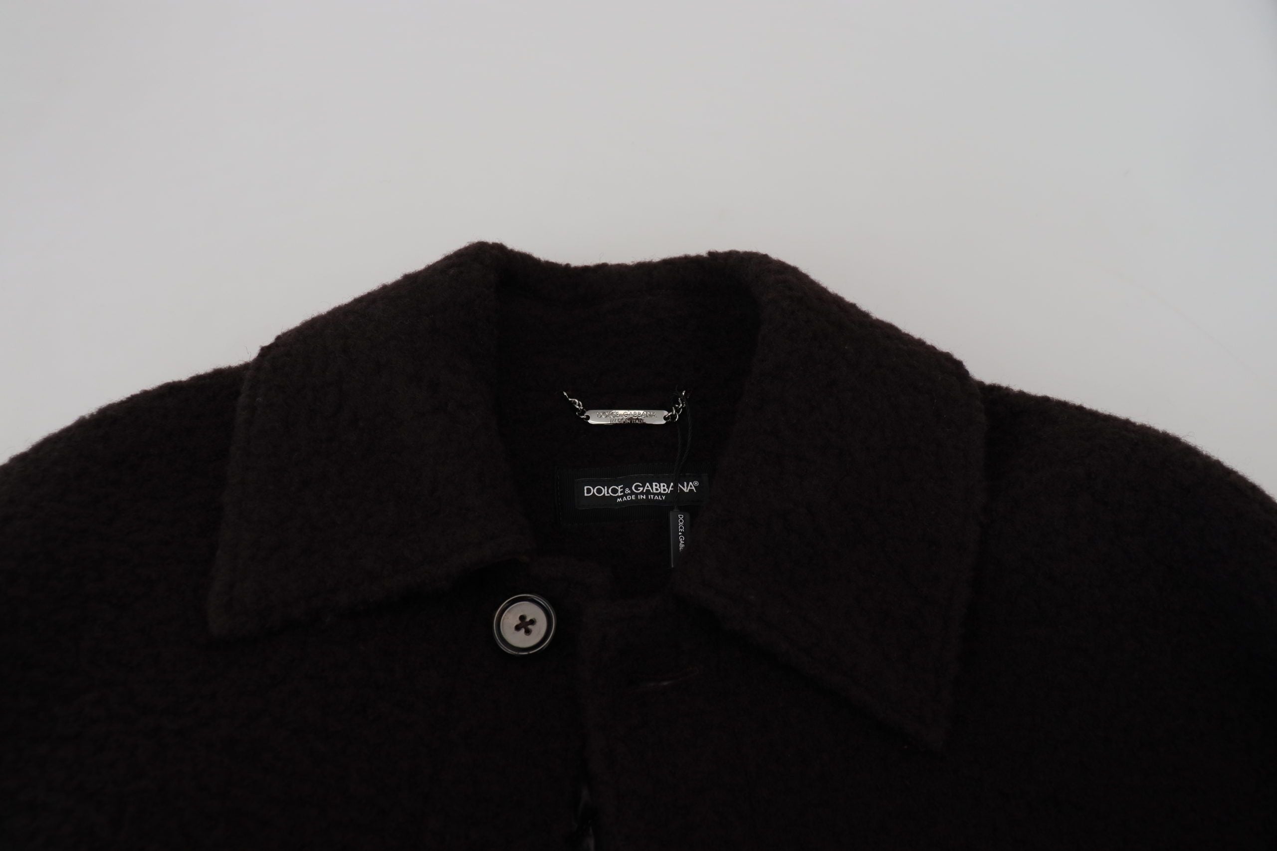 Dolce & Gabbana Black Alpaca Button Down Trench Coat Jacket-7