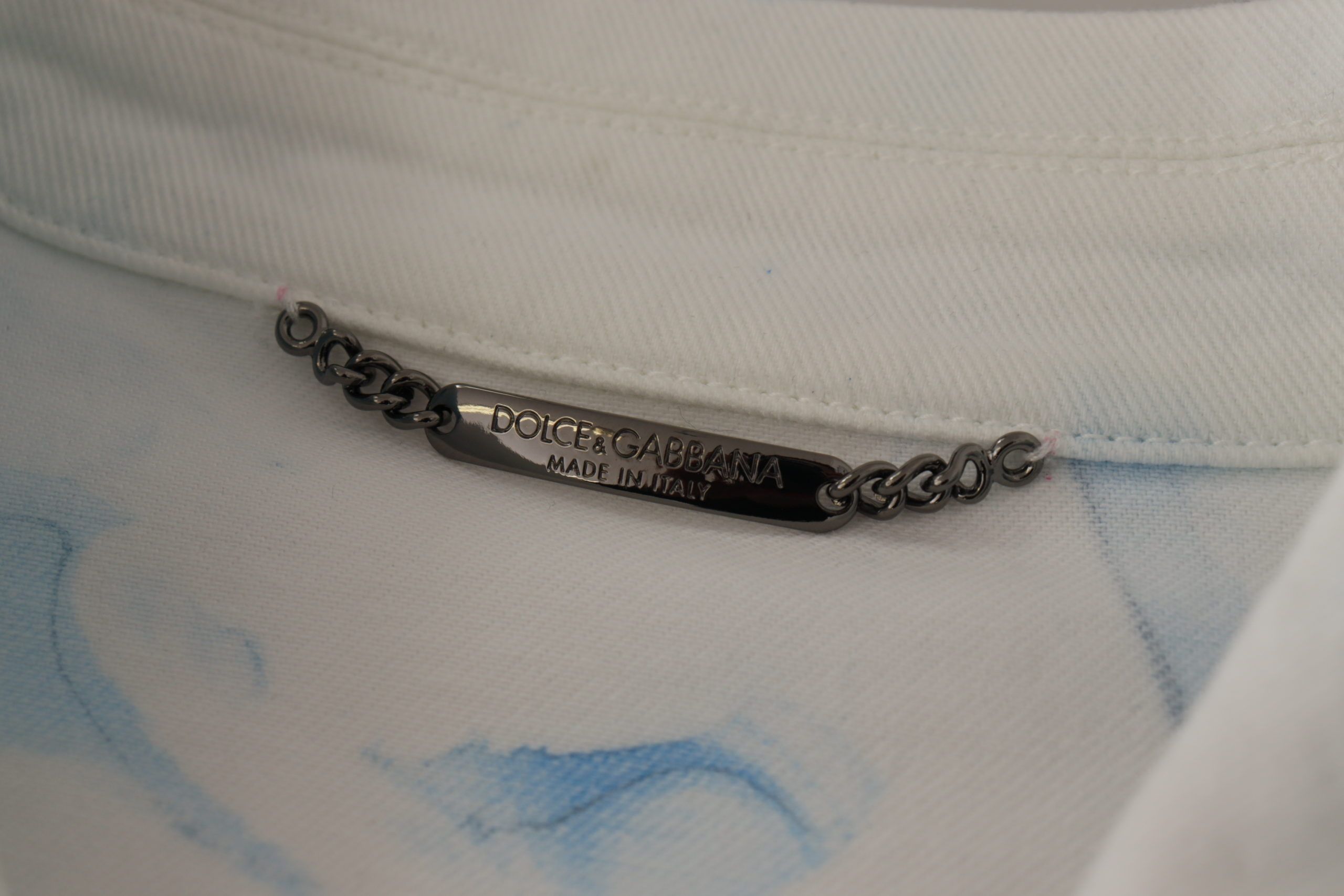 Dolce & Gabbana white denim jacket with logo embroidery, made of cotton-4