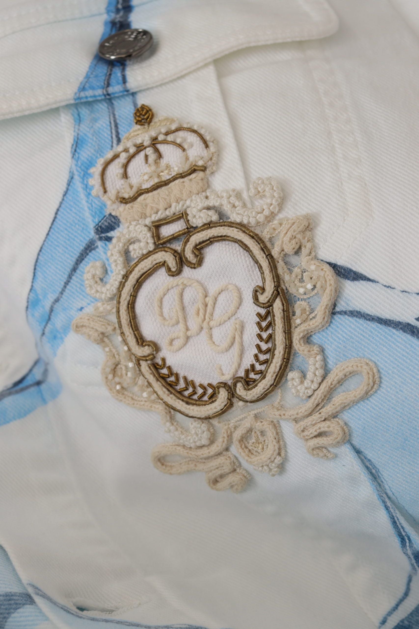 Dolce & Gabbana white denim jacket with logo embroidery, made of cotton-8