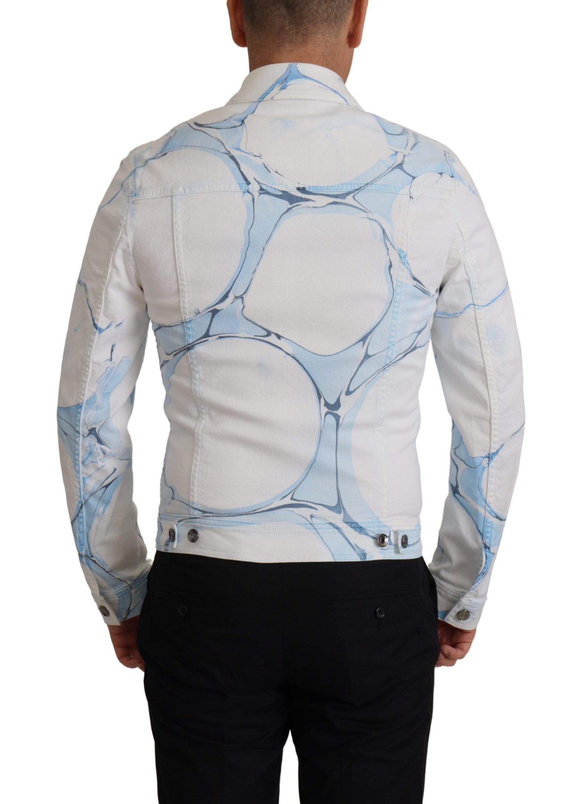 Dolce & Gabbana white denim jacket with logo embroidery, made of cotton-3