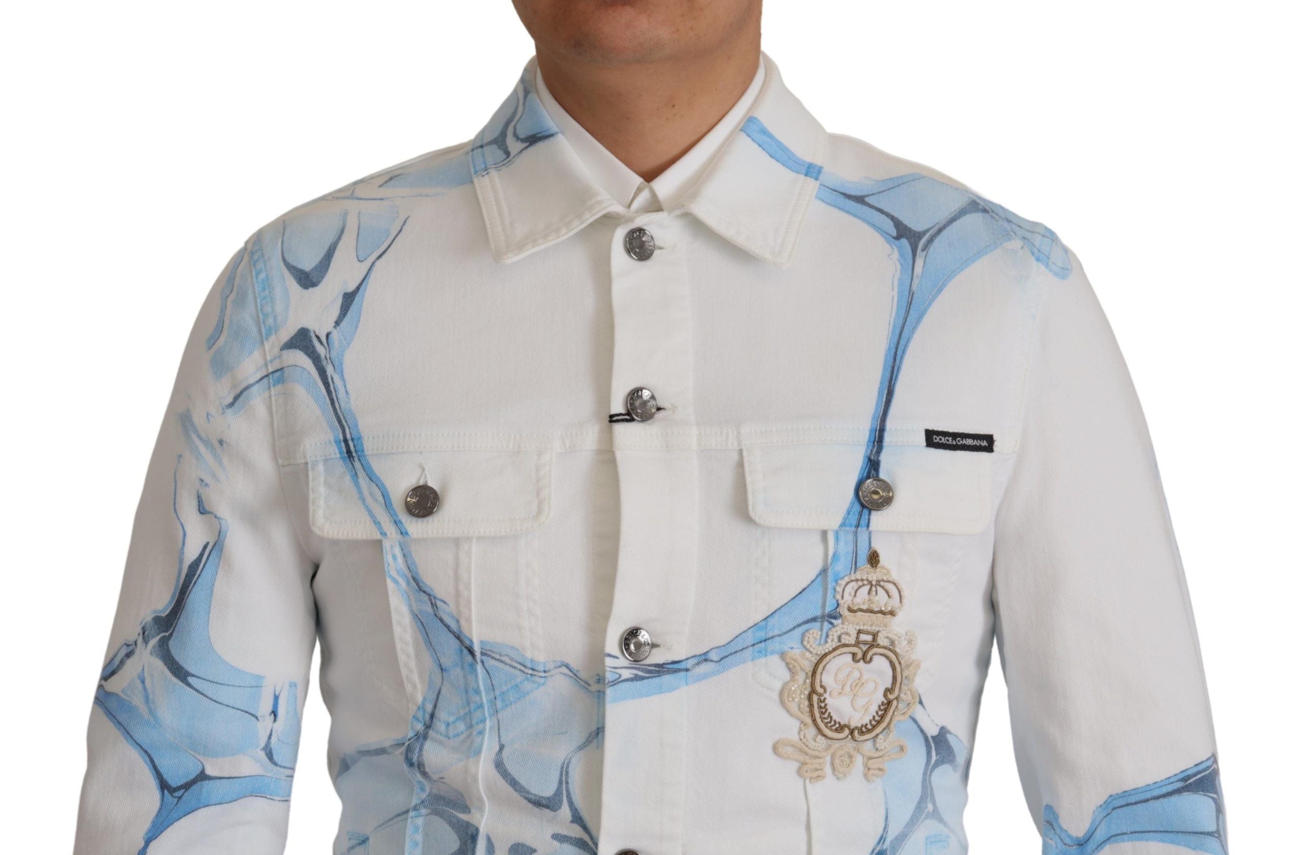 Dolce & Gabbana white denim jacket with logo embroidery, made of cotton-5