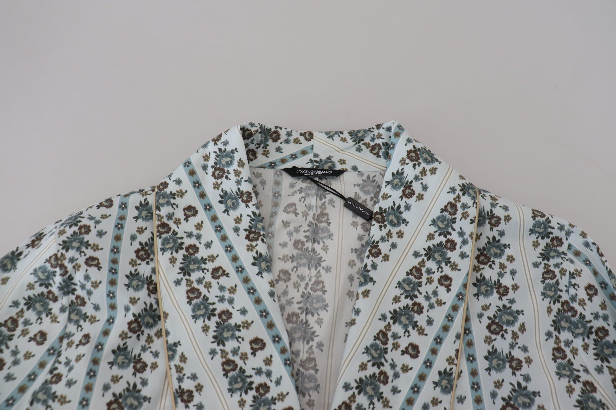 Dolce & Gabbana Blue Floral Cotton Bathrobe Jacket-6
