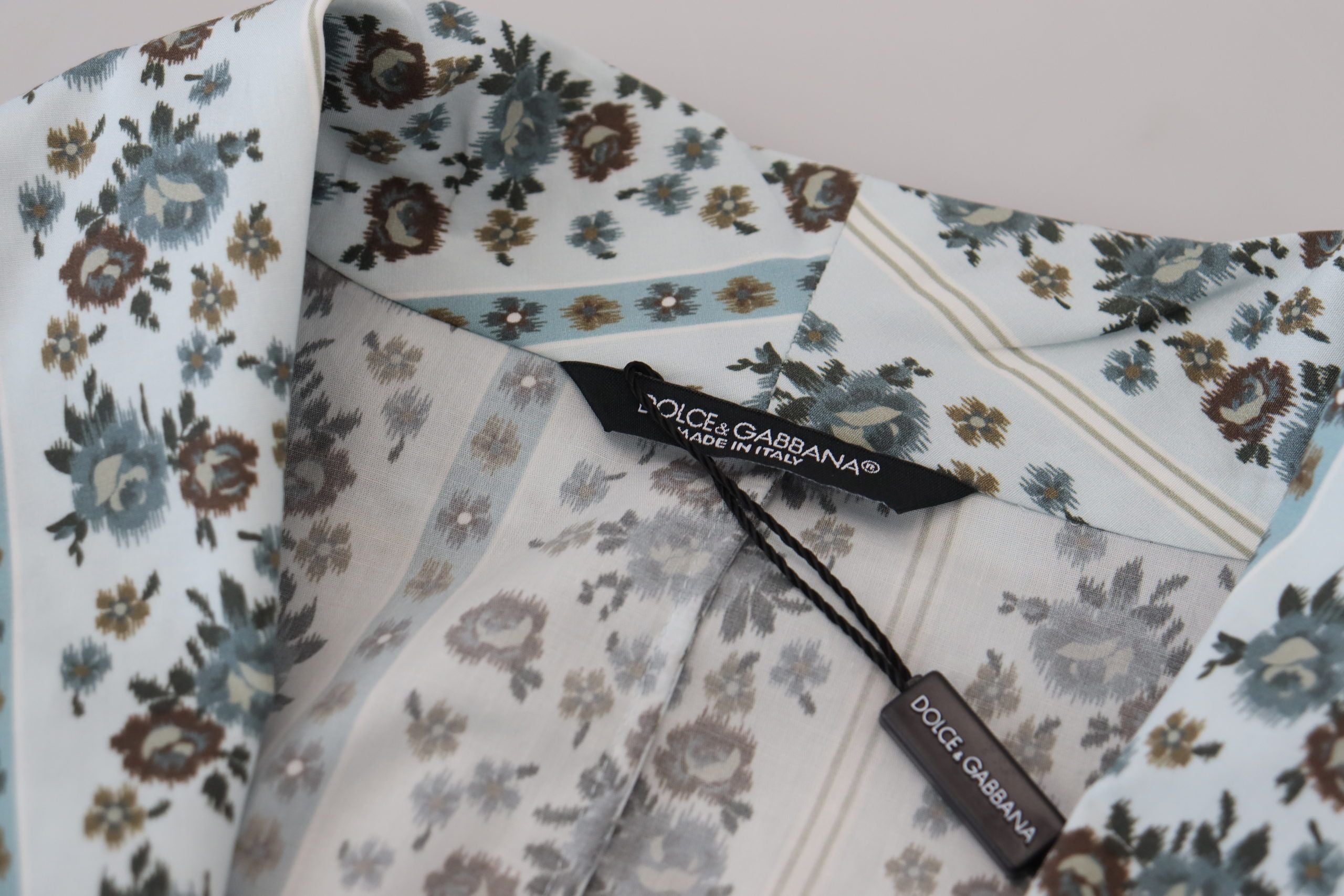 Dolce & Gabbana Blue Floral Cotton Bathrobe Jacket-7