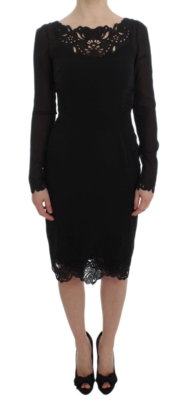 Dolce & Gabbana Black Silk Stretch Sheath Dress-1