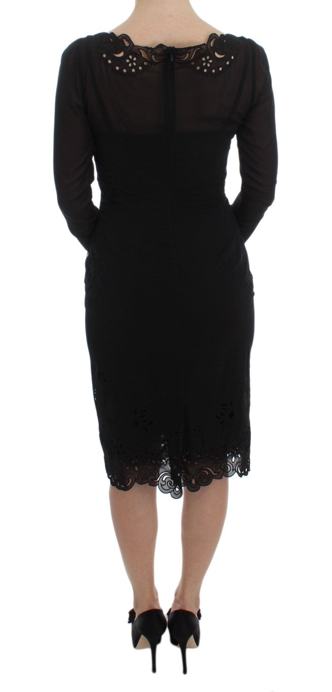 Dolce & Gabbana Black Silk Stretch Sheath Dress-3