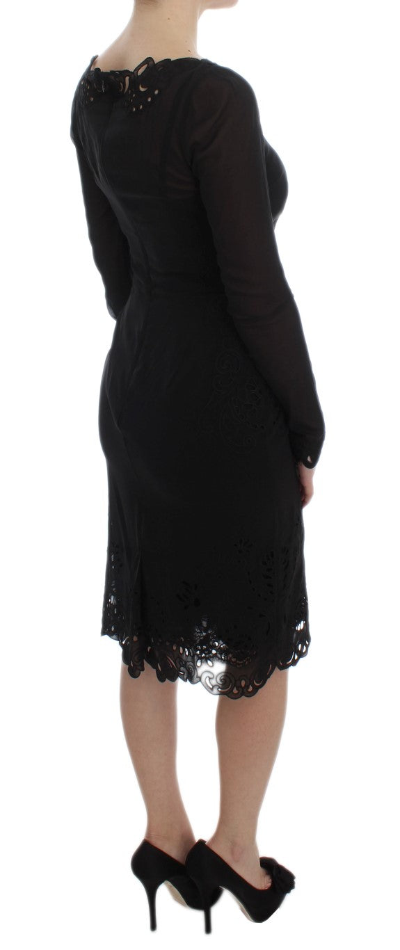 Dolce & Gabbana Black Silk Stretch Sheath Dress-4