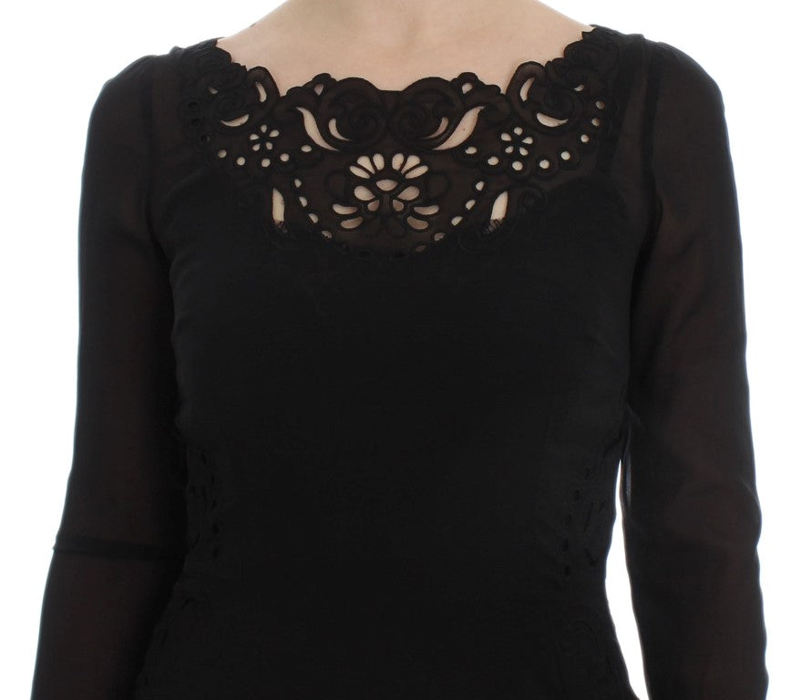 Dolce & Gabbana Black Silk Stretch Sheath Dress-5