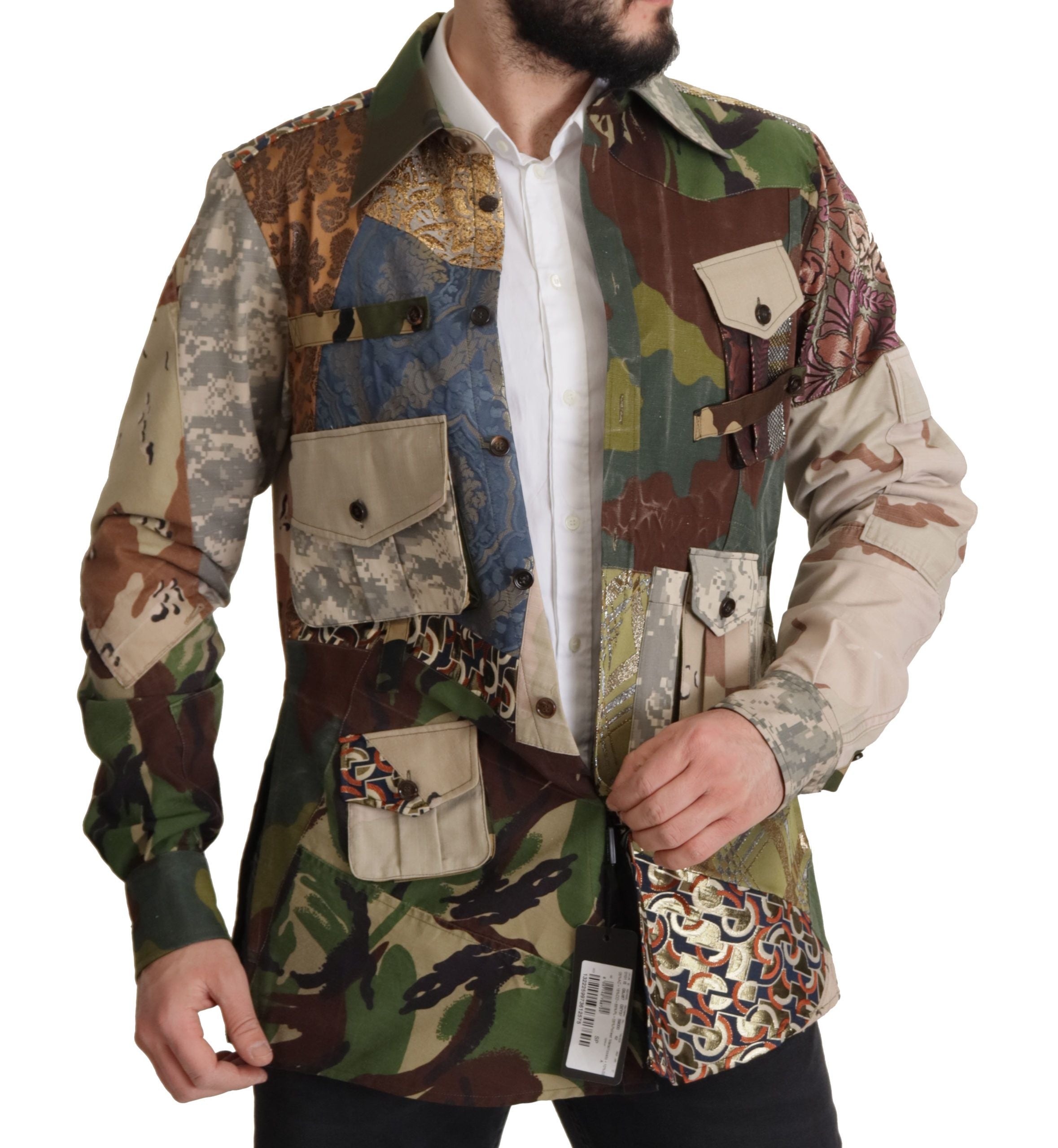 Dolce & Gabbana Multicolor Button Down Patchwork Hemd-3