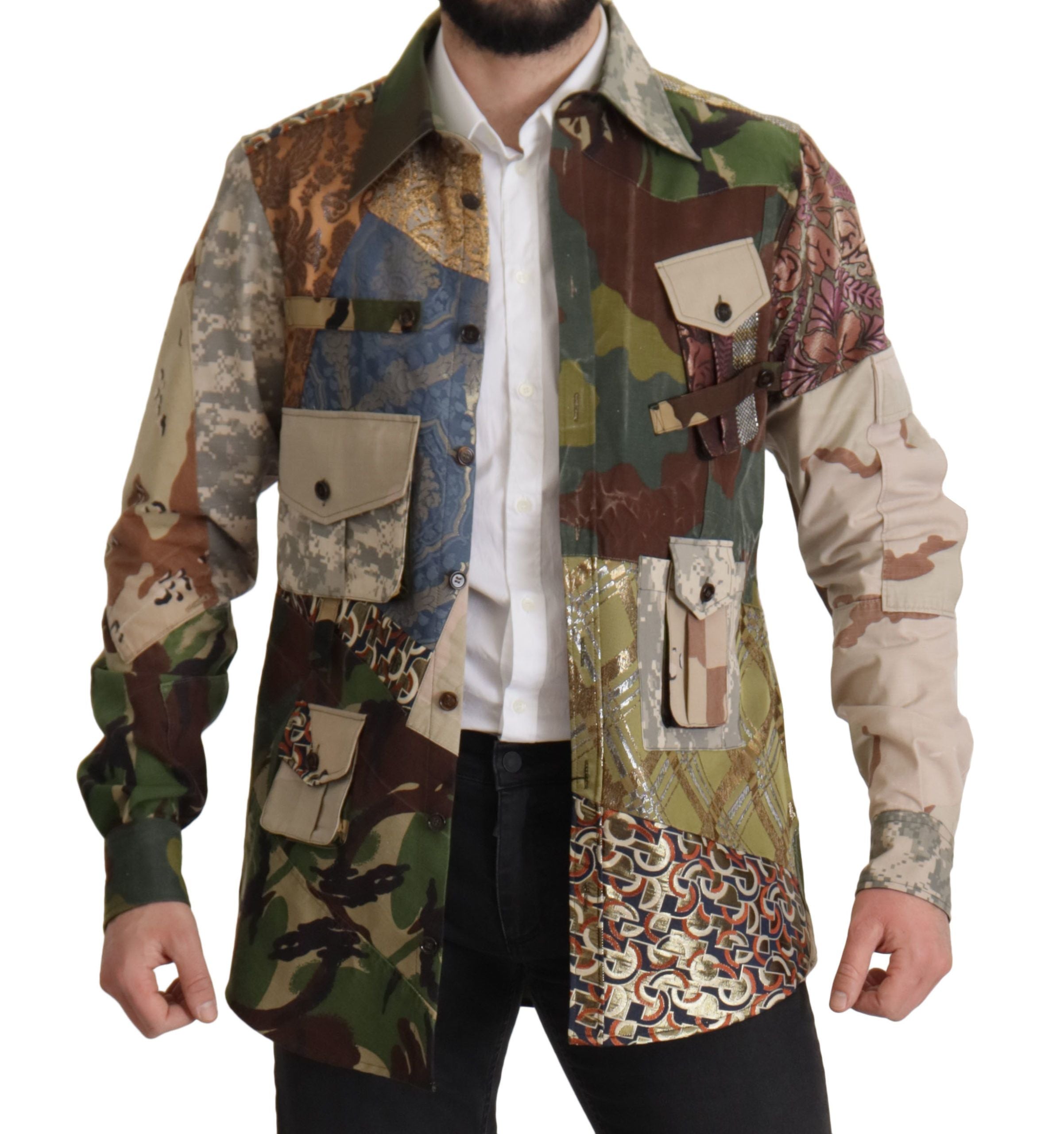 Dolce & Gabbana Multicolor Button Down Patchwork Hemd-2
