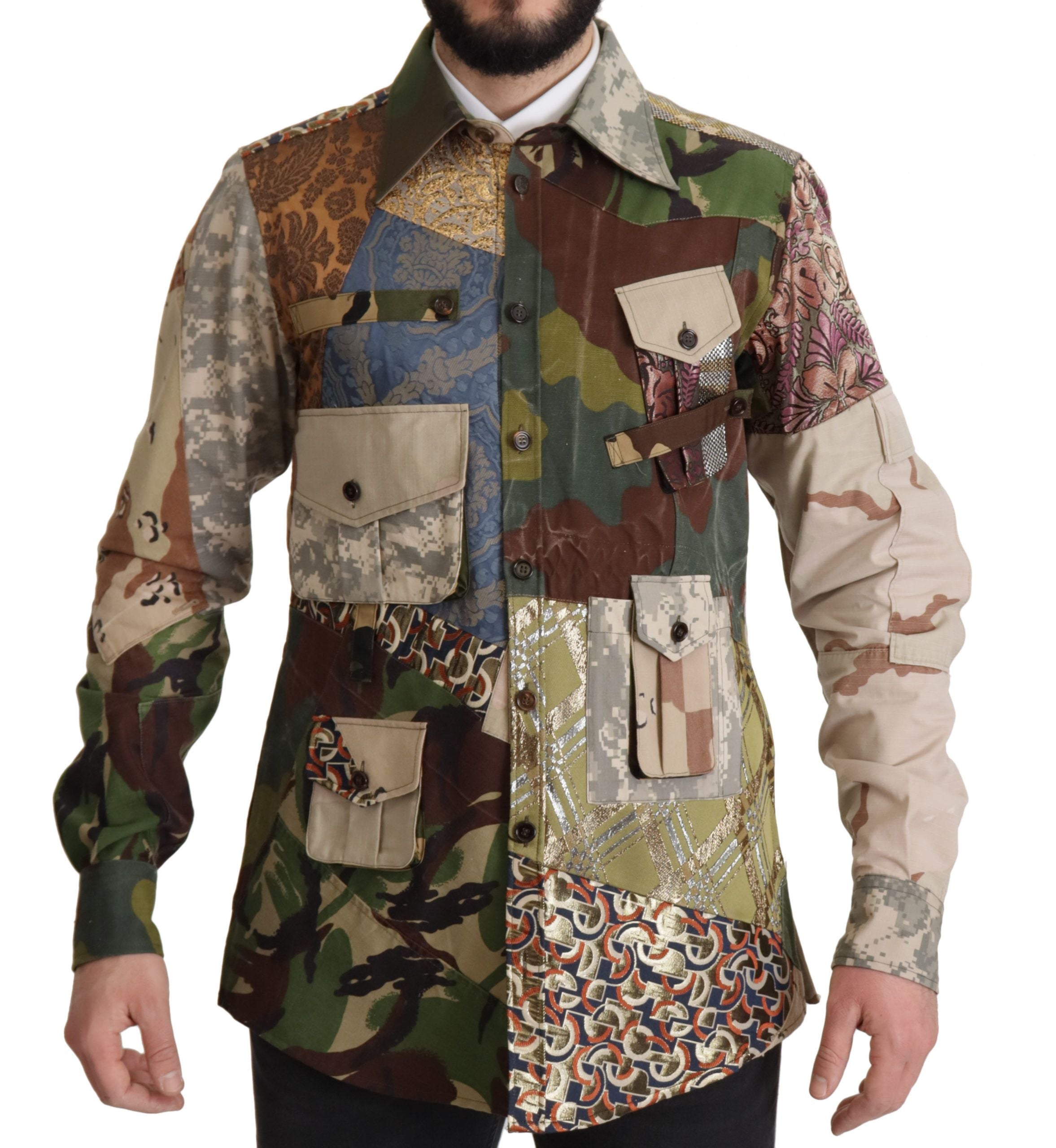 Dolce & Gabbana Multicolor Button Down Patchwork Hemd-1