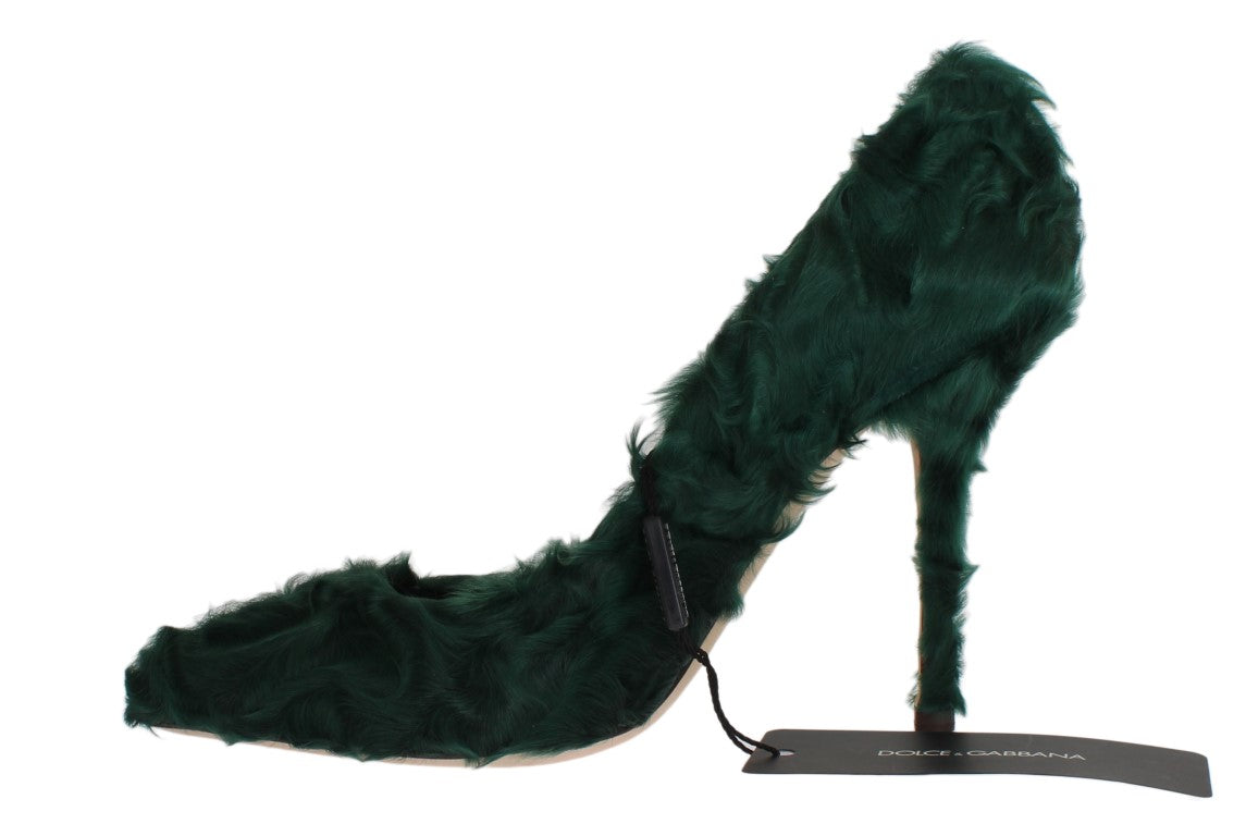Dolce & Gabbana Green Xiangao Lambskin Leather Pumps-2