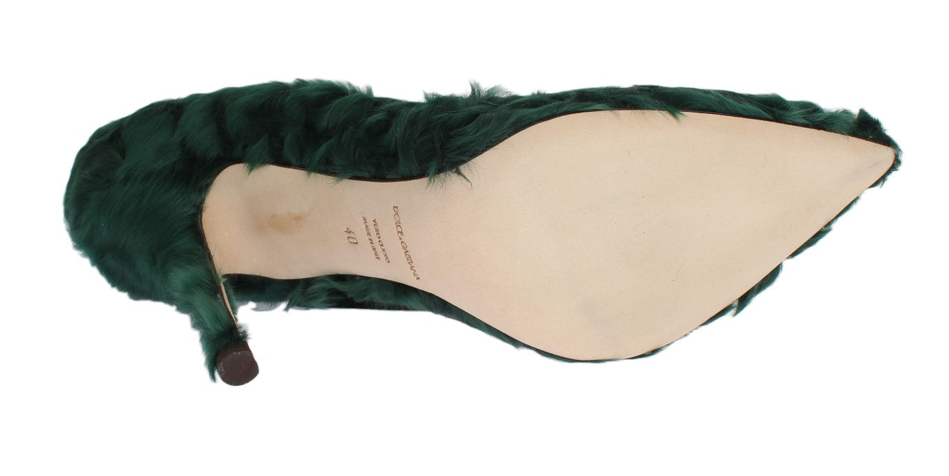 Dolce & Gabbana Green Xiangao Lambskin Leather Pumps-3