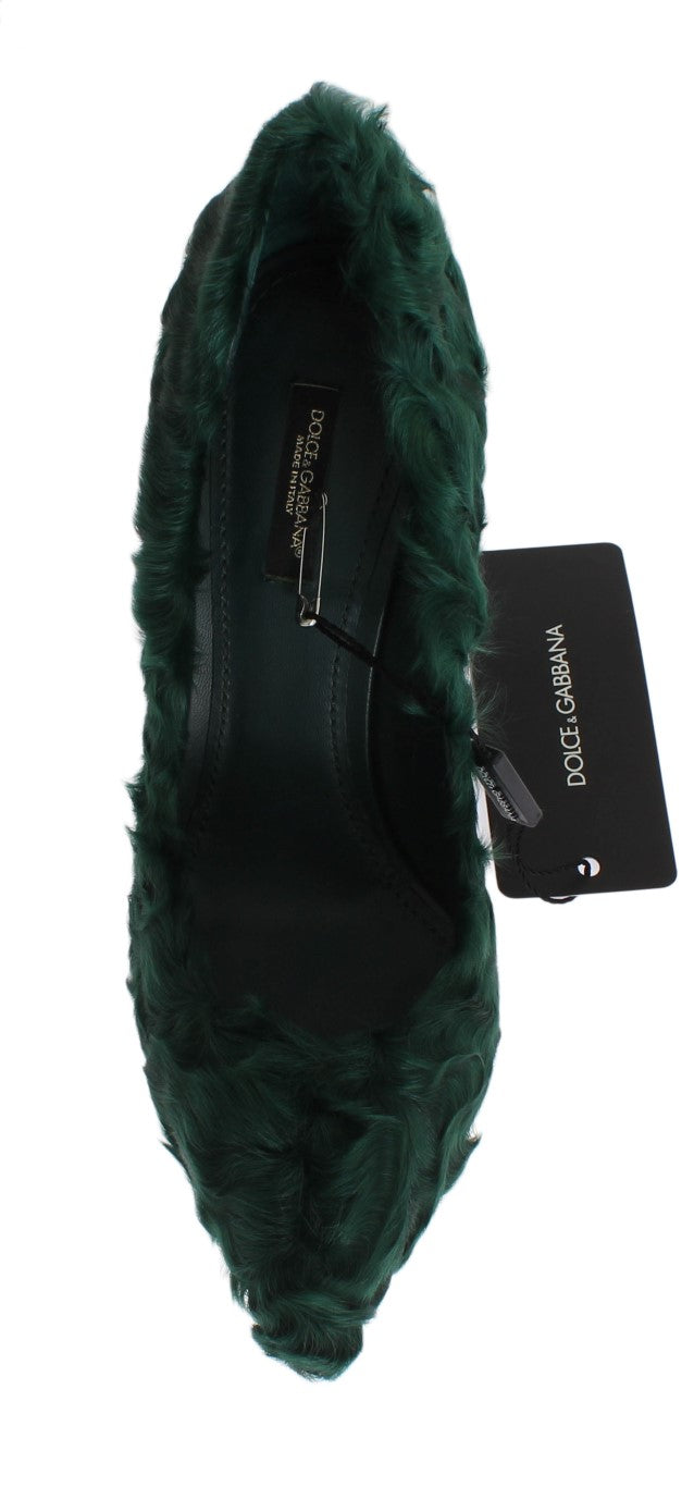 Dolce & Gabbana Green Xiangao Lambskin Leather Pumps-4
