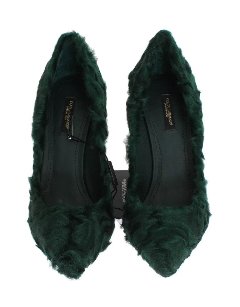Dolce & Gabbana Green Xiangao Lambskin Leather Pumps-5