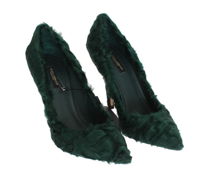 Dolce & Gabbana Green Xiangao Lambskin Leather Pumps-6