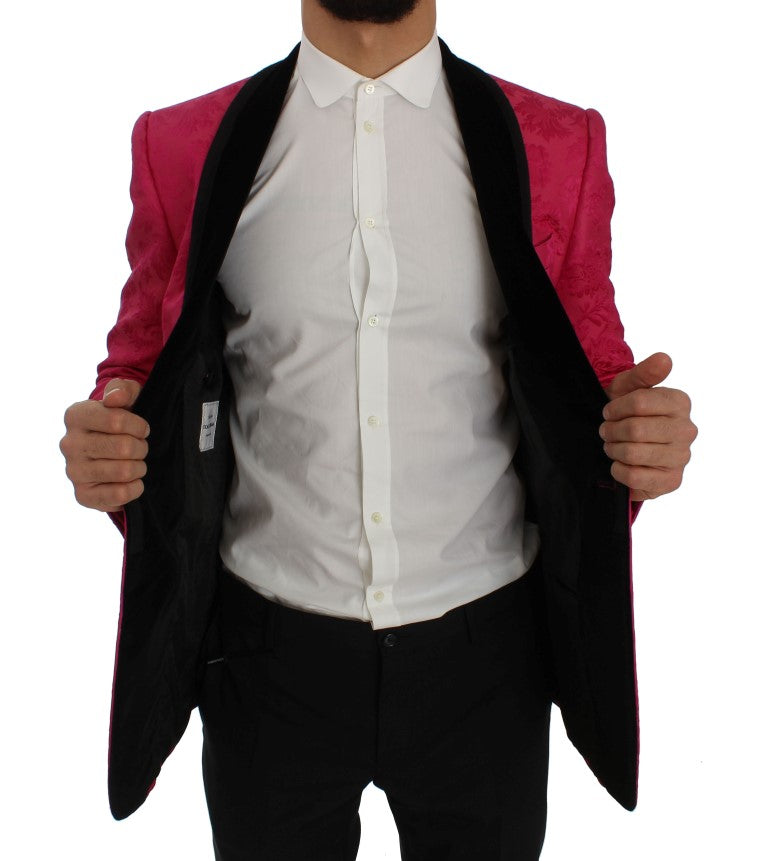 Dolce & Gabbana Rosa Brokatjacke mit Blumenmuster und schmalem Blazer-6