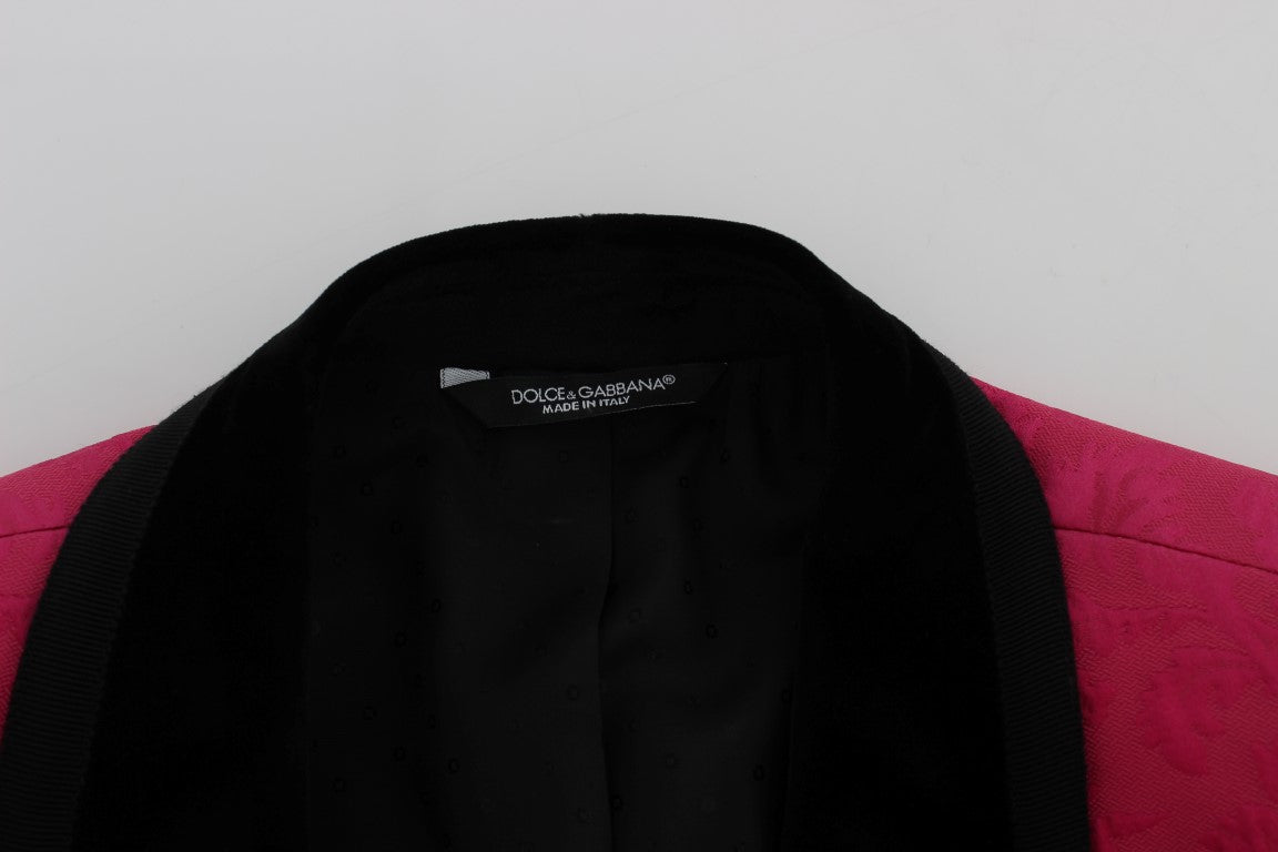 Dolce & Gabbana Rosa Brokatjacke mit Blumenmuster und schmalem Blazer-7