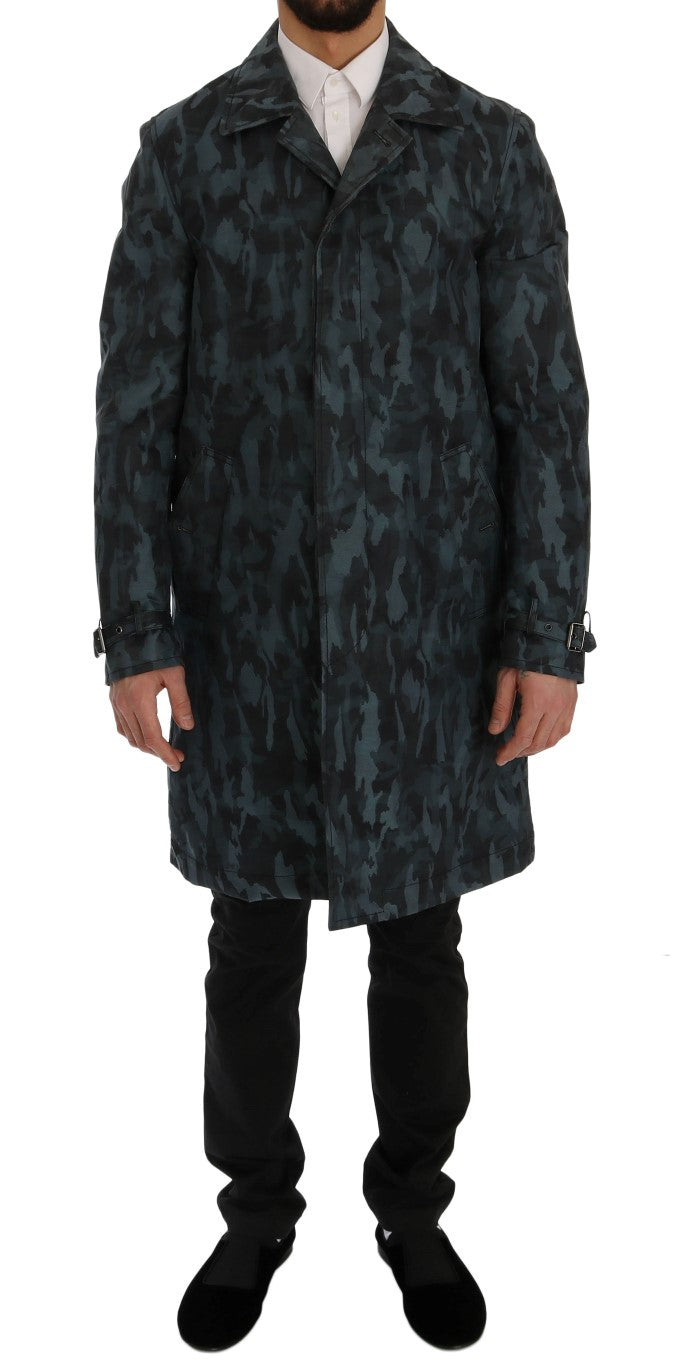 Dolce & Gabbana Blue Camouflage Trench